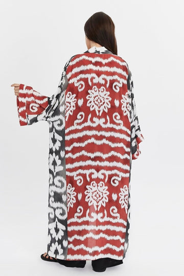 Çizgili Kare Desenli Oversize Cepli Elbise