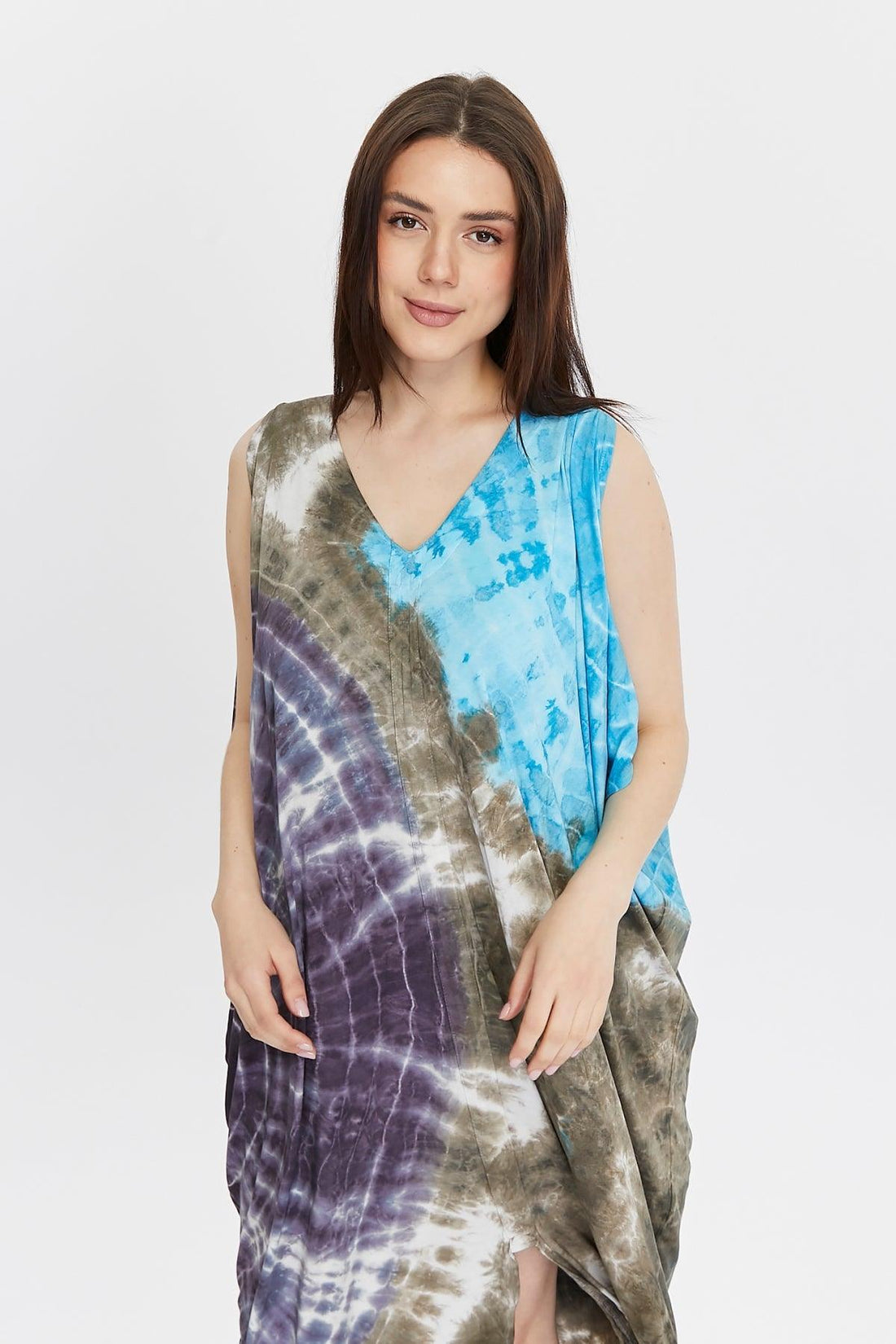 Purple Batik Dress with Shoulder Detail