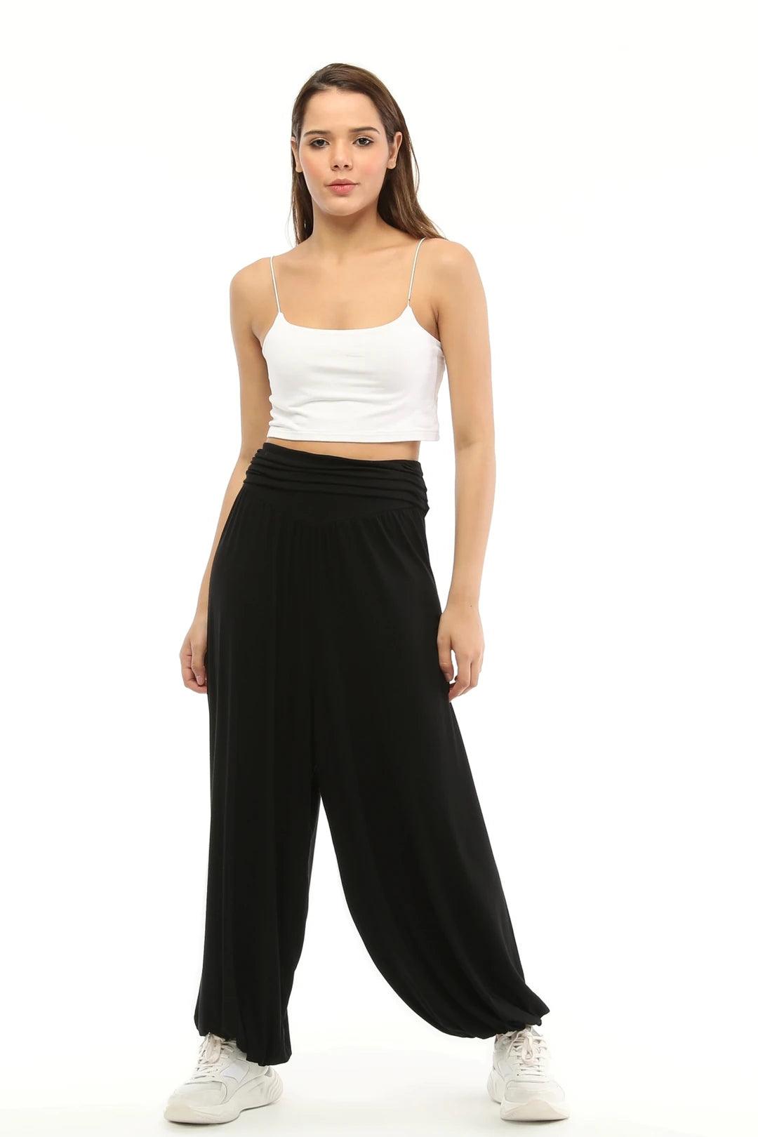 Black Shalwar Pants - Organic Certified Viscose Fabric, Comfortable Design