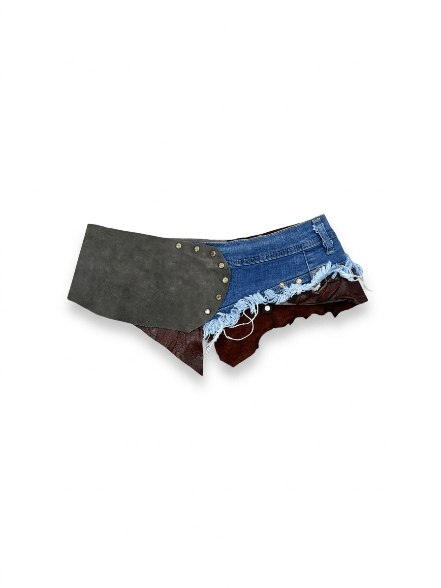 Alouette Etnik Avantgarde Patchwork Tasarım Denim & Nubuk Deri Kemer – Bohem Tarz Kadın Giyim Tasarım | Yılday Gür Butik