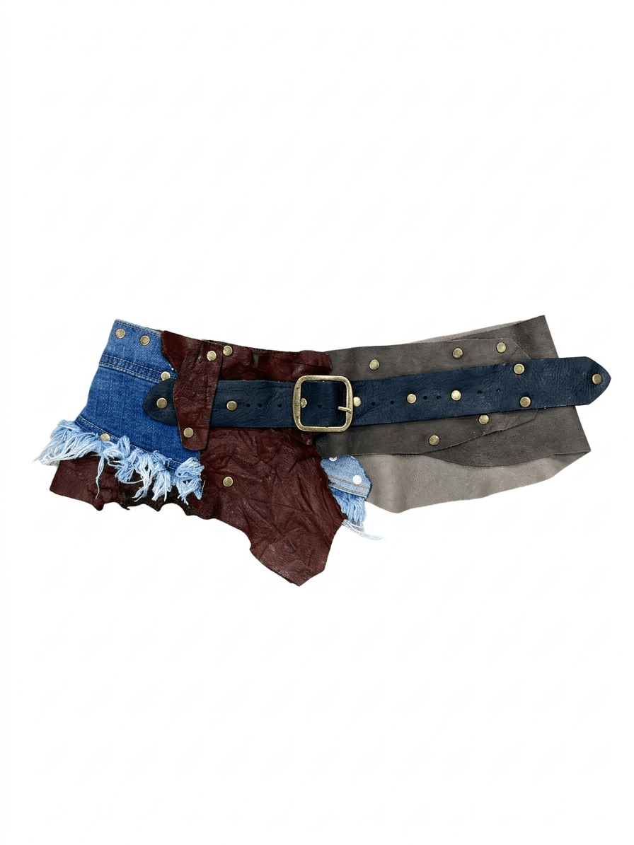 Alouette Etnik Avantgarde Patchwork Tasarım Denim & Nubuk Deri Kemer – Bohem Tarz Kadın Giyim Tasarım | Yılday Gür Butik