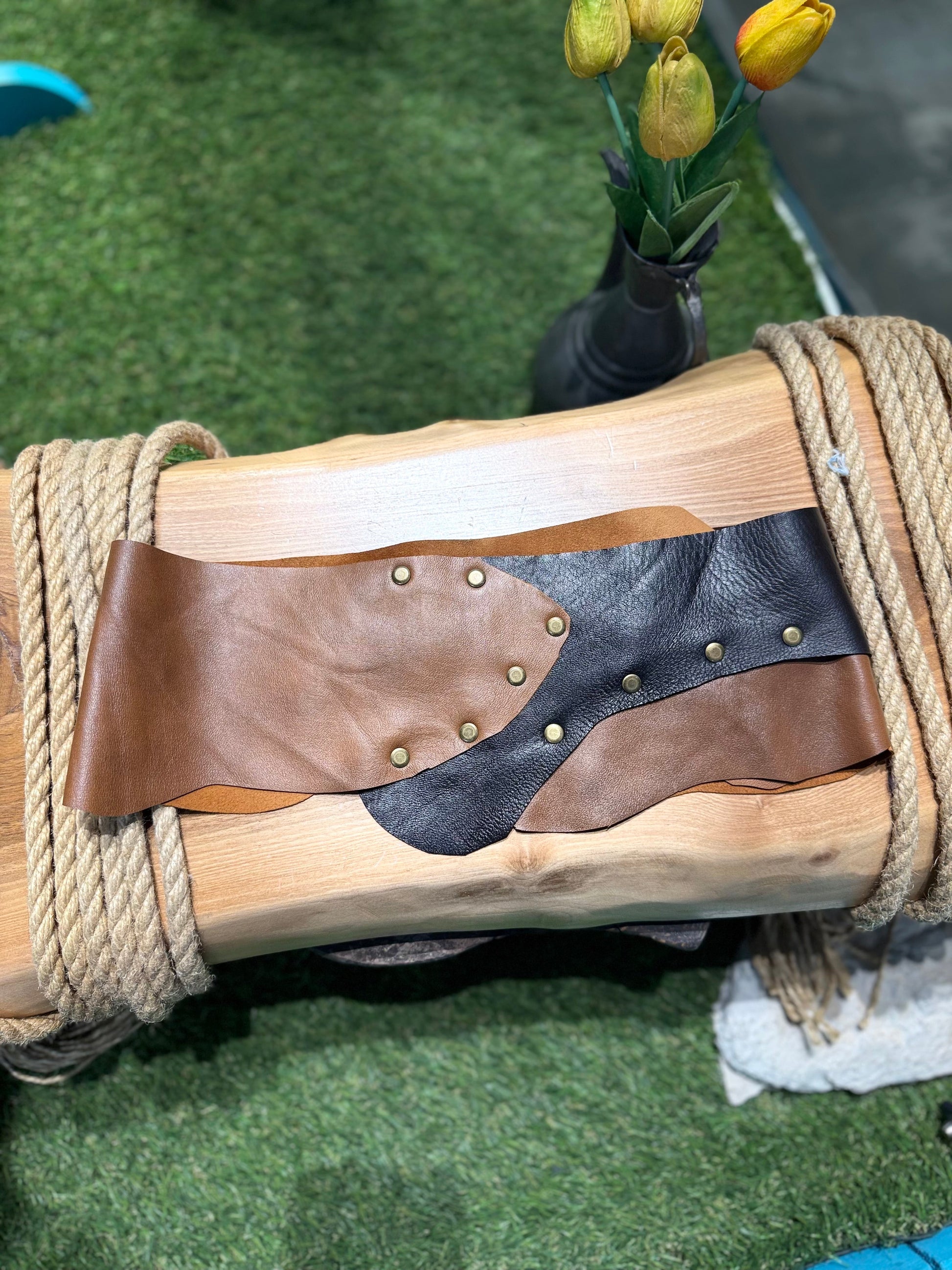 Amora Taba & Acı Kahve Hakiki Deri Tasarım Kemer - El İşçiliği – Bohem Tarz Kadın Giyim Tasarım | Yılday Gür Butik