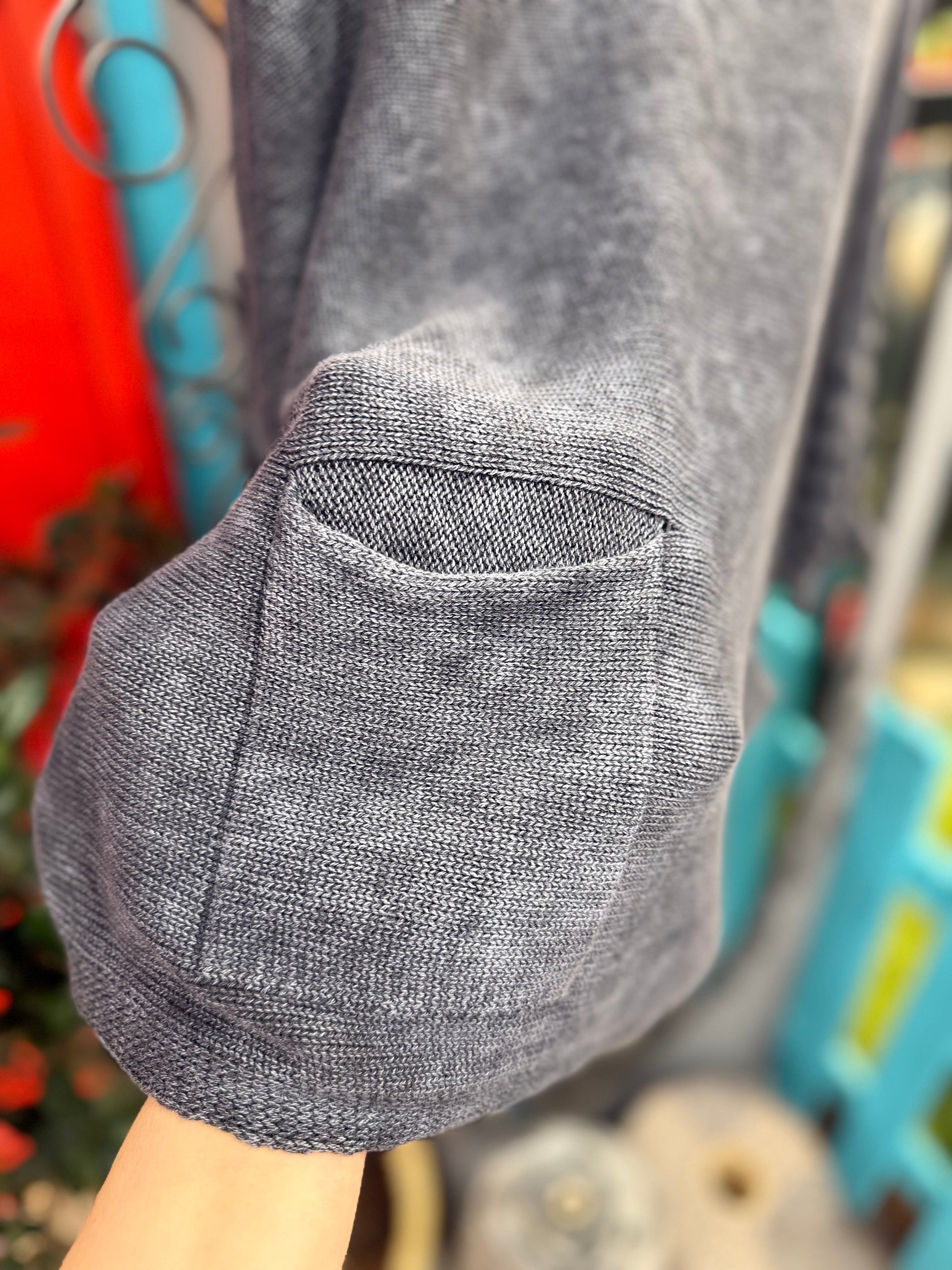 Antrasit Cep Detaylı Ajurlu Yaka Triko Kazak Giyim > Üst Giyim > Kazak & Hırka > Kazak butik bohem giyim – Yılday Gür Butik Üsküdar Emaar