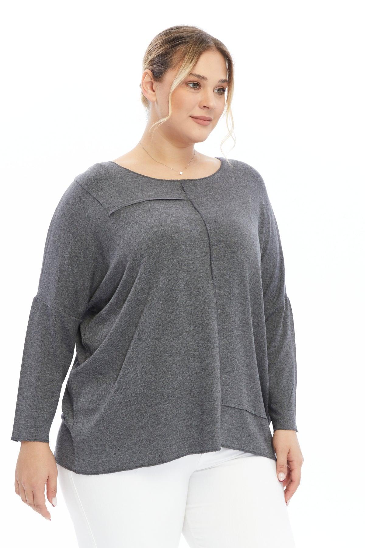 Asimetrik Çizgi Detaylı Gri Bluz Giyim > Bluzlar butik bohem giyim – Yılday Gür Butik Üsküdar Emaar