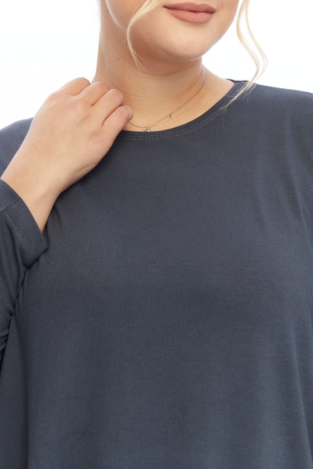 Asimetrik Kesim Gri Bluz – Bohem Tarz Kadın Giyim Tasarım | Yılday Gür Butik