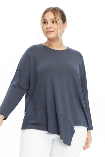 Asimetrik Kesim Gri Bluz – Bohem Tarz Kadın Giyim Tasarım | Yılday Gür Butik