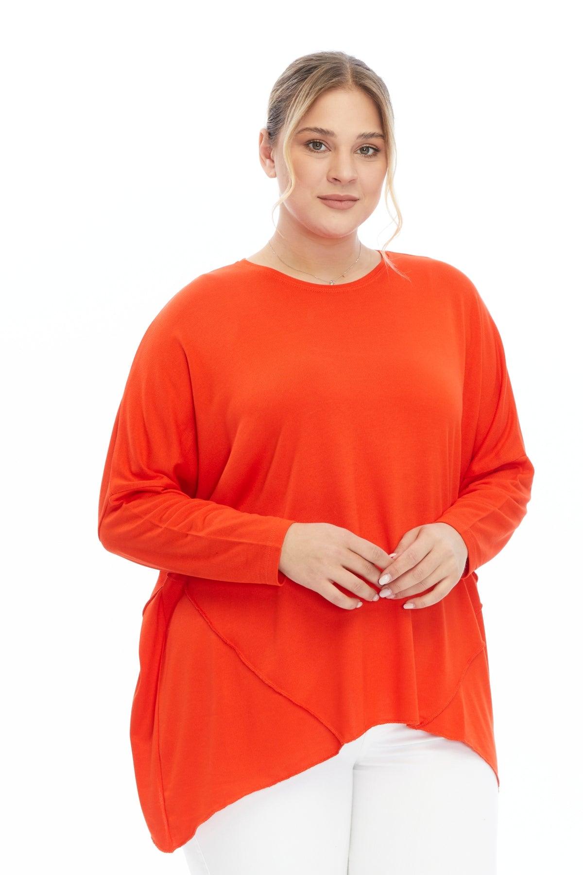 Asimetrik Kesim Turuncu Bluz – Bohem Tarz Kadın Giyim Tasarım | Yılday Gür Butik