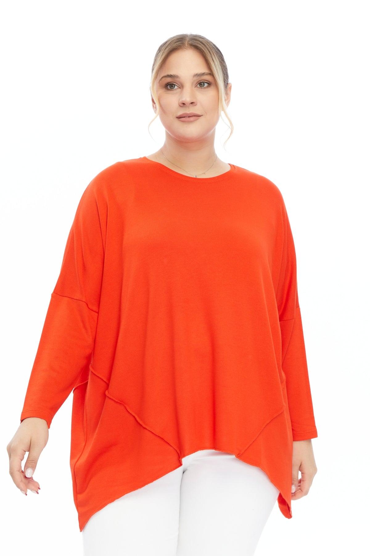 Asimetrik Kesim Turuncu Bluz – Bohem Tarz Kadın Giyim Tasarım | Yılday Gür Butik