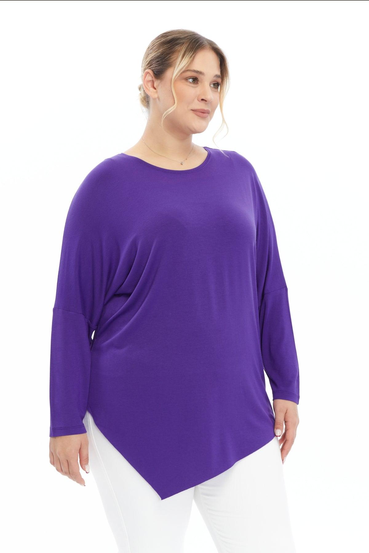 Asimetrik Uç Detaylı Mor Bluz Giyim > Bluzlar butik bohem giyim – Yılday Gür Butik Üsküdar Emaar