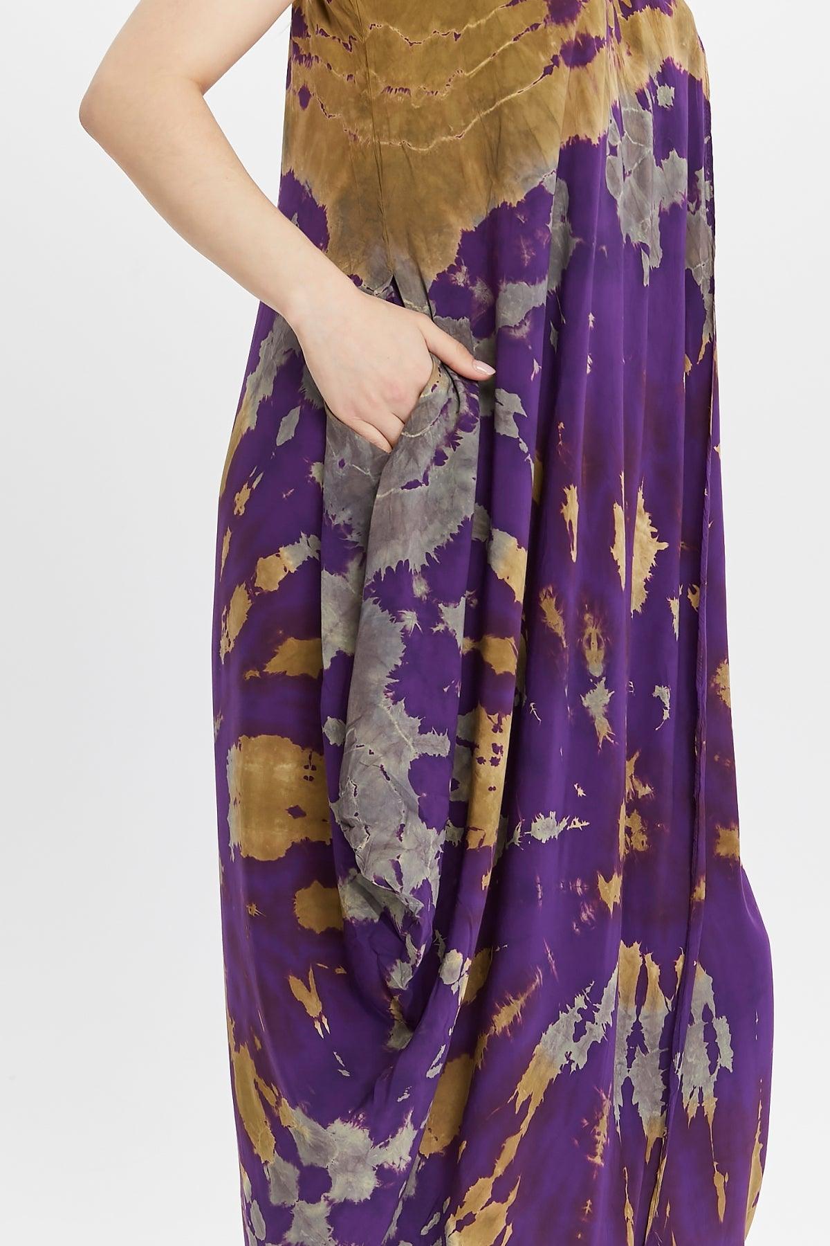 Batik Desenli Askılı Mor Elbise Elbiseler butik bohem giyim – Yılday Gür Butik Üsküdar Emaar