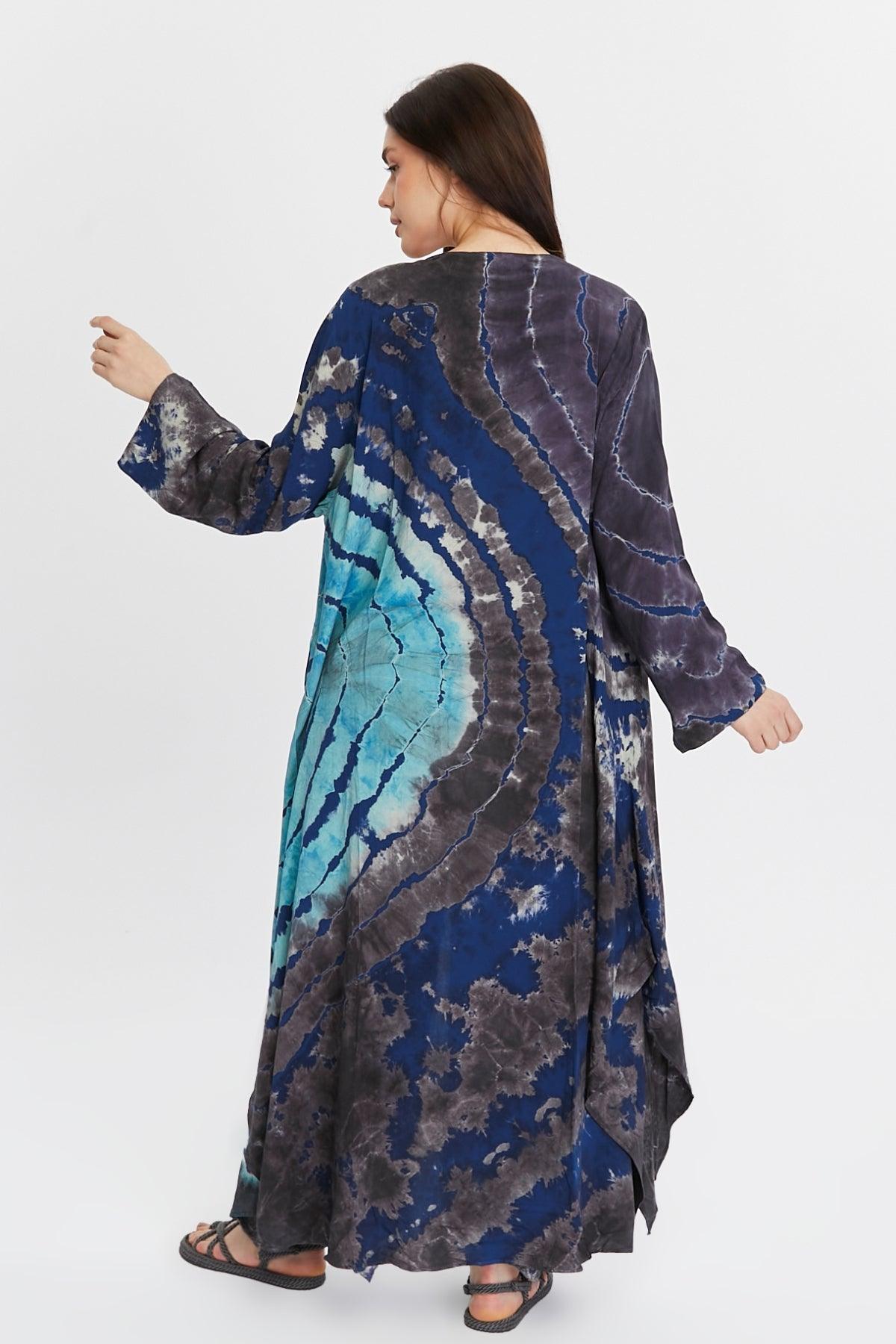 Batik Desenli Mavi Kaftan butik bohem giyim – Yılday Gür Butik Üsküdar Emaar