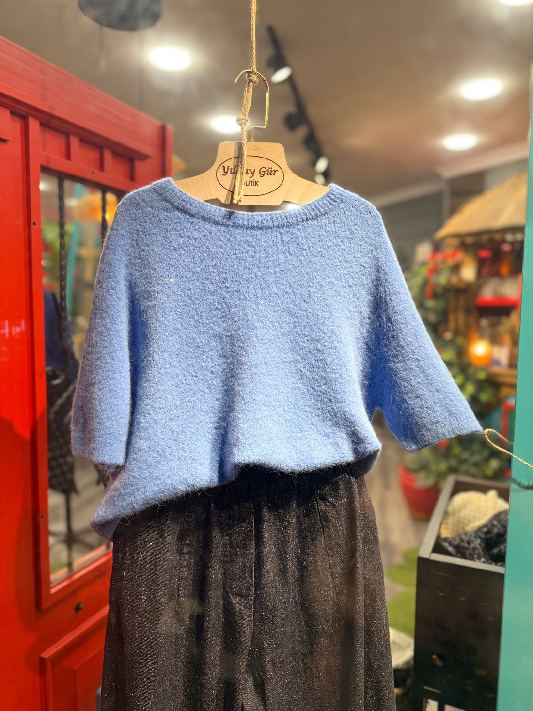 Bebek Mavisi Yün Triko Kazak - İtalyan Baby Suri Alpaca Karışımlı Premium Kazak Giyim > Üst Giyim > Kazak & Hırka > Kazak butik bohem giyim – Yılday Gür Butik Üsküdar Emaar