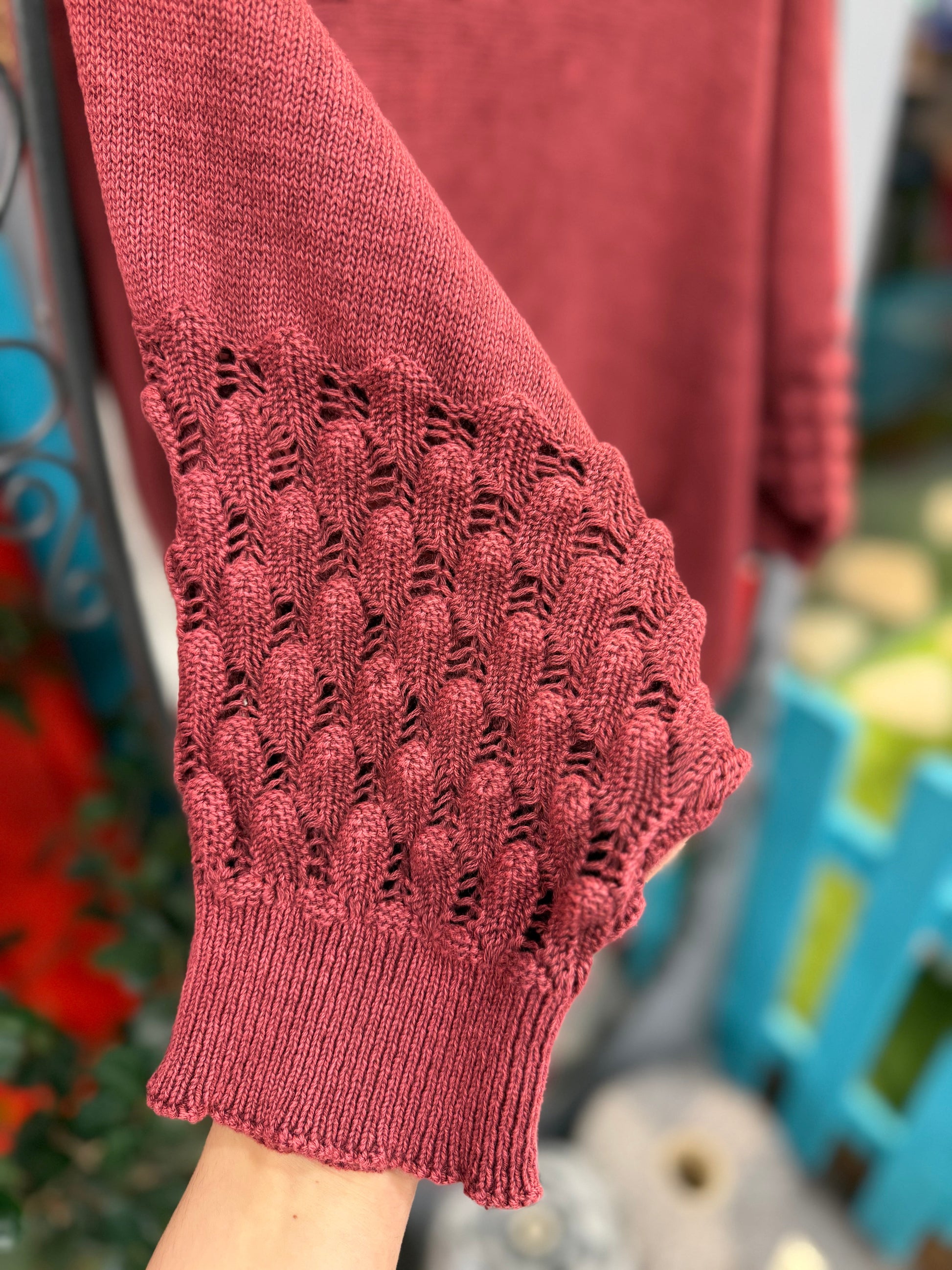 Bordo Cep Detaylı Ajurlu Yaka Triko Kazak Giyim > Üst Giyim > Kazak & Hırka > Kazak butik bohem giyim – Yılday Gür Butik Üsküdar Emaar