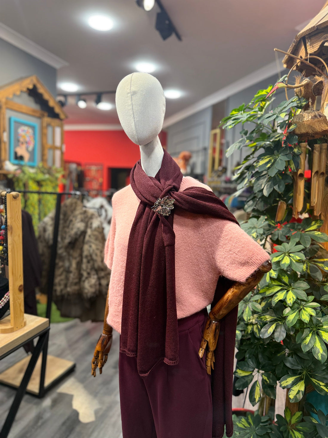 Bordo Merserize Şal Hırka - Bohem Tarz Çok Fonksiyonlu Triko Hırka Giyim > Üst Giyim > Kazak & Hırka > Hırka butik bohem giyim – Yılday Gür Butik Üsküdar Emaar