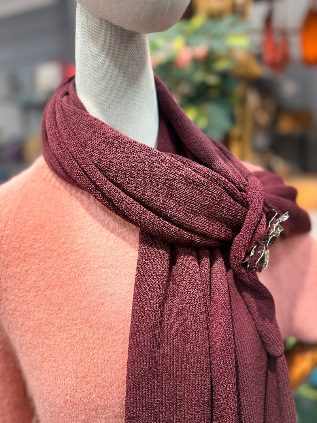 Bordo Merserize Şal Hırka - Bohem Tarz Çok Fonksiyonlu Triko Hırka Giyim > Üst Giyim > Kazak & Hırka > Hırka butik bohem giyim – Yılday Gür Butik Üsküdar Emaar