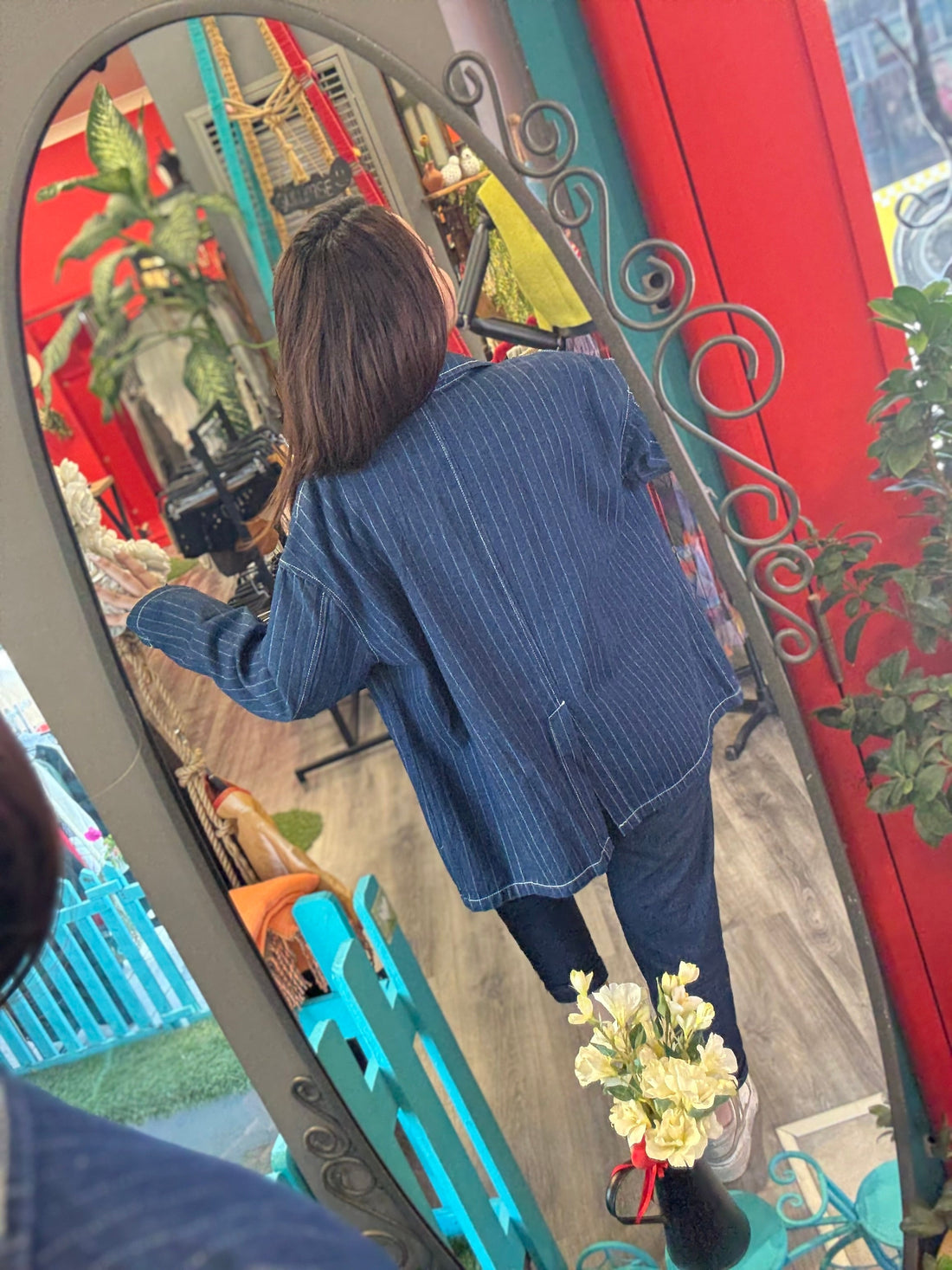 Boyfriend Çizgili Cepli Kot Blazer Ceket - Oversize Denim Şıklığı Giyim > Dış Giyim > Ceket & Yelek > Ceket butik bohem giyim – Yılday Gür Butik Üsküdar Emaar