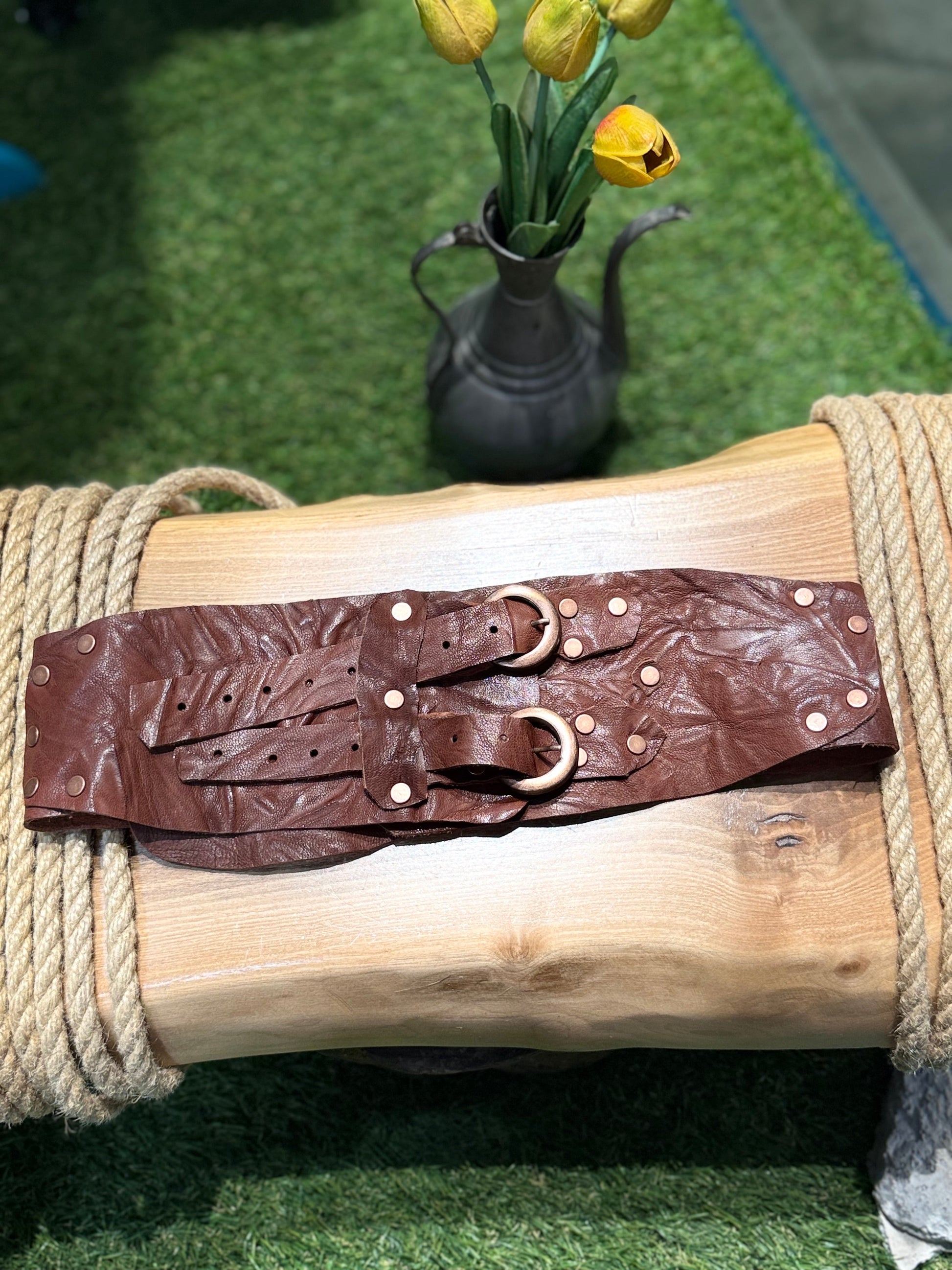 Browny Çift Kayışlı Deri Kemer Aksesuar > Kemer butik bohem giyim – Yılday Gür Butik Üsküdar Emaar