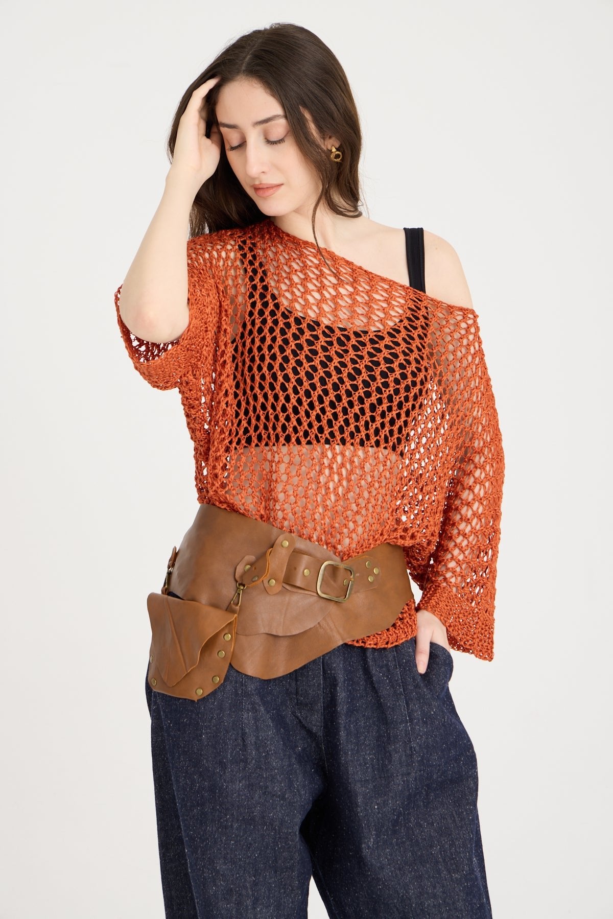 Carmel El Yapımı Cep Detaylı Deri Kemer Aksesuar > Kemer butik bohem giyim – Yılday Gür Butik Üsküdar Emaar