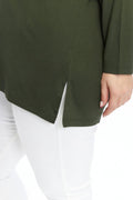 Degaje Yaka Haki Bluz – Bohem Tarz Kadın Giyim Tasarım | Yılday Gür Butik