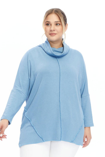 Degaje Yaka Triko Bebek Mavisi Bluz – Bohem Tarz Kadın Giyim Tasarım | Yılday Gür Butik