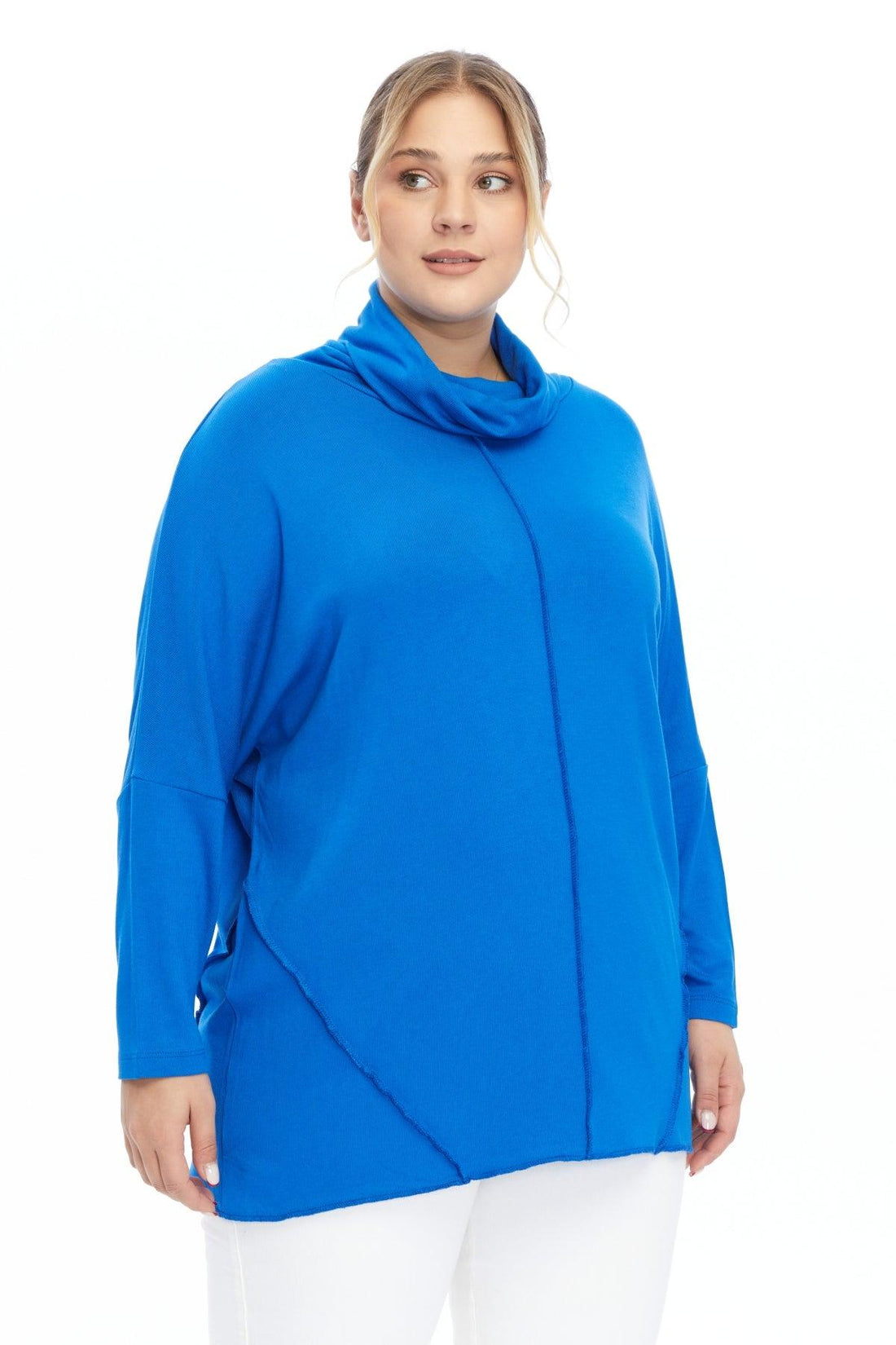Degaje Yaka Triko Mavi Bluz – Bohem Tarz Kadın Giyim Tasarım | Yılday Gür Butik