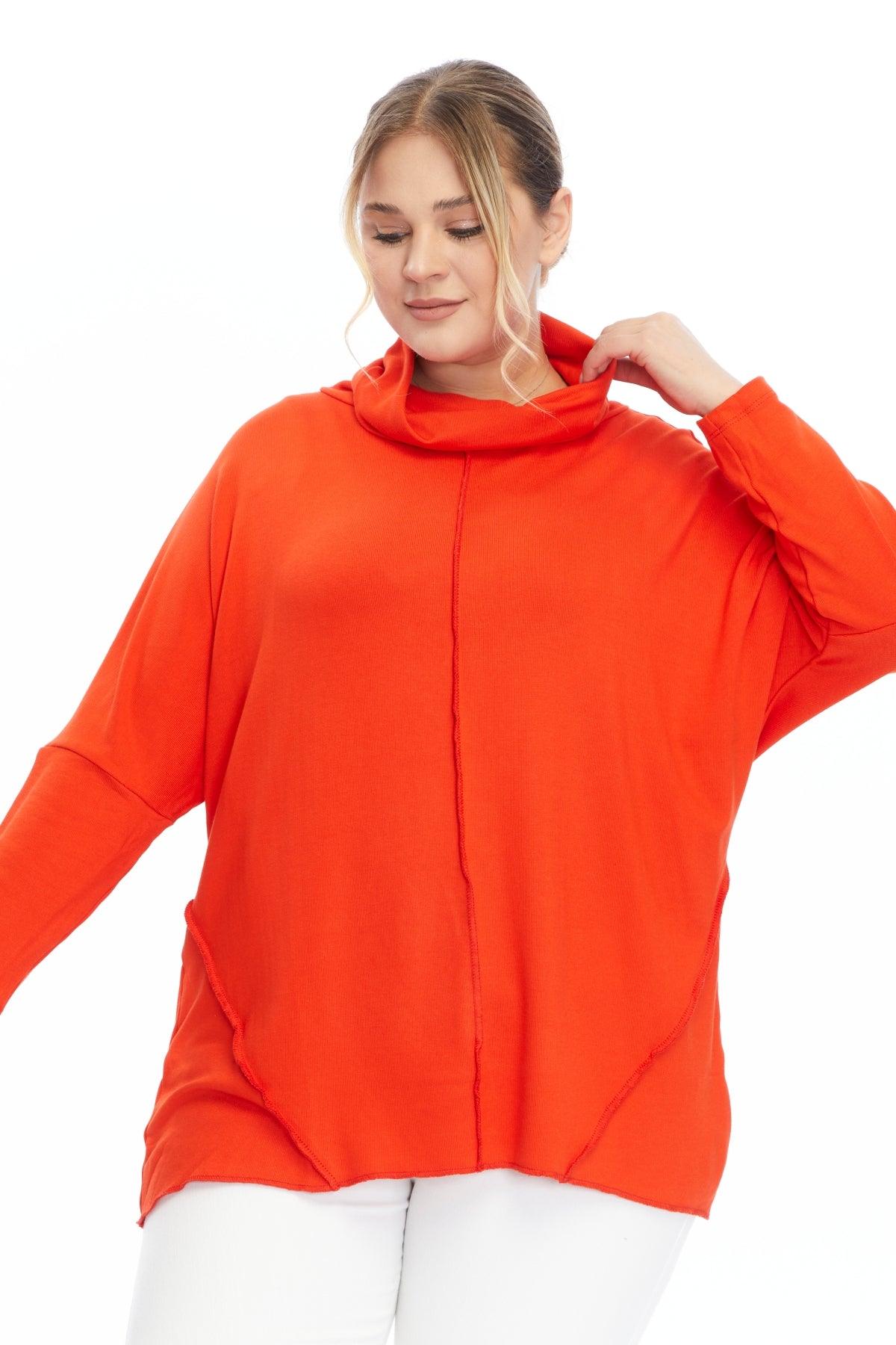 Degaje Yaka Triko Turuncu Bluz – Bohem Tarz Kadın Giyim Tasarım | Yılday Gür Butik