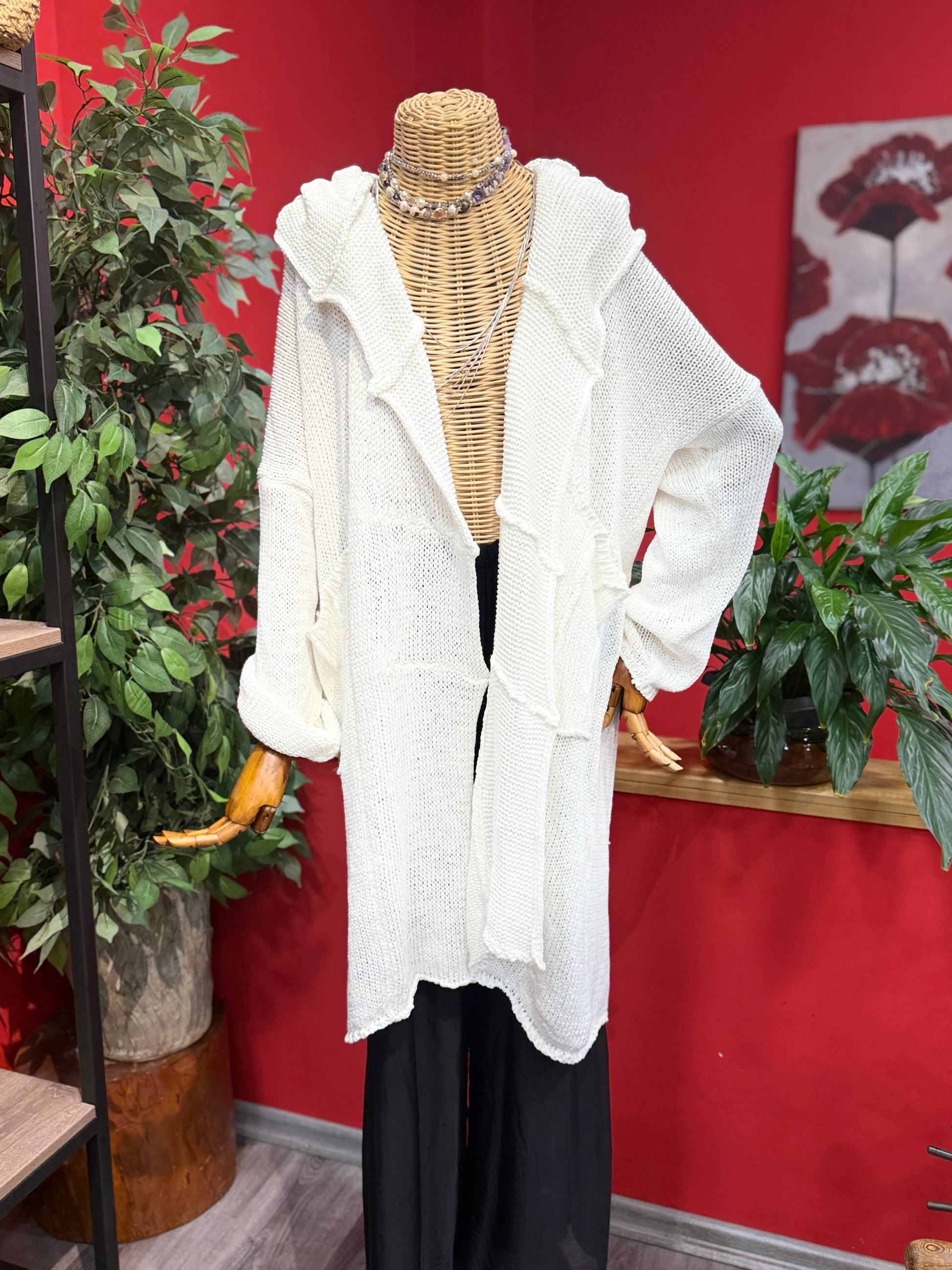 Dökümlü Cep Detaylı Salaş Triko Hırka Giyim > Üst Giyim > Kazak & Hırka > Kazak butik bohem giyim – Yılday Gür Butik Üsküdar Emaar