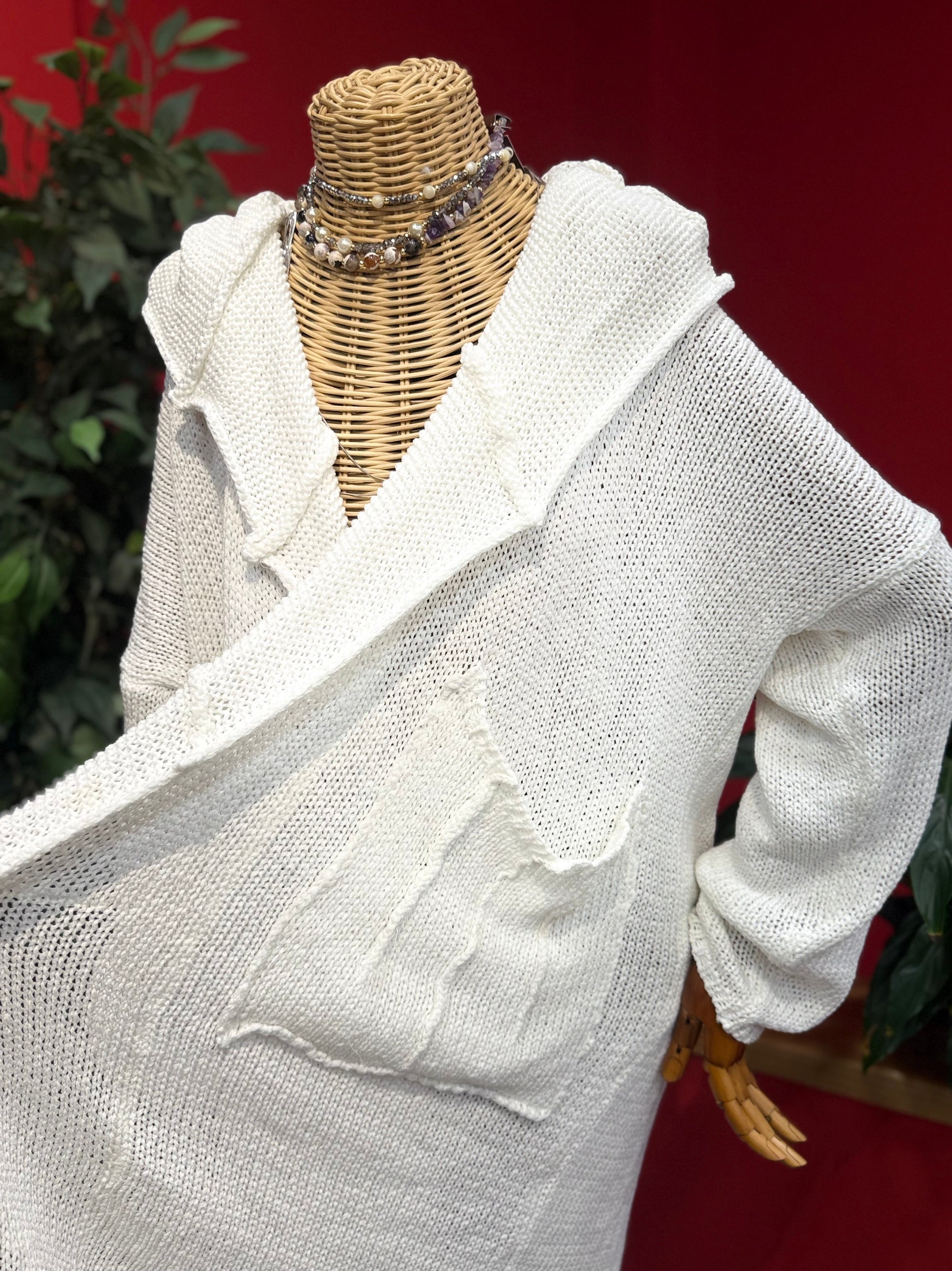 Dökümlü Cep Detaylı Salaş Triko Hırka Giyim > Üst Giyim > Kazak & Hırka > Kazak butik bohem giyim – Yılday Gür Butik Üsküdar Emaar