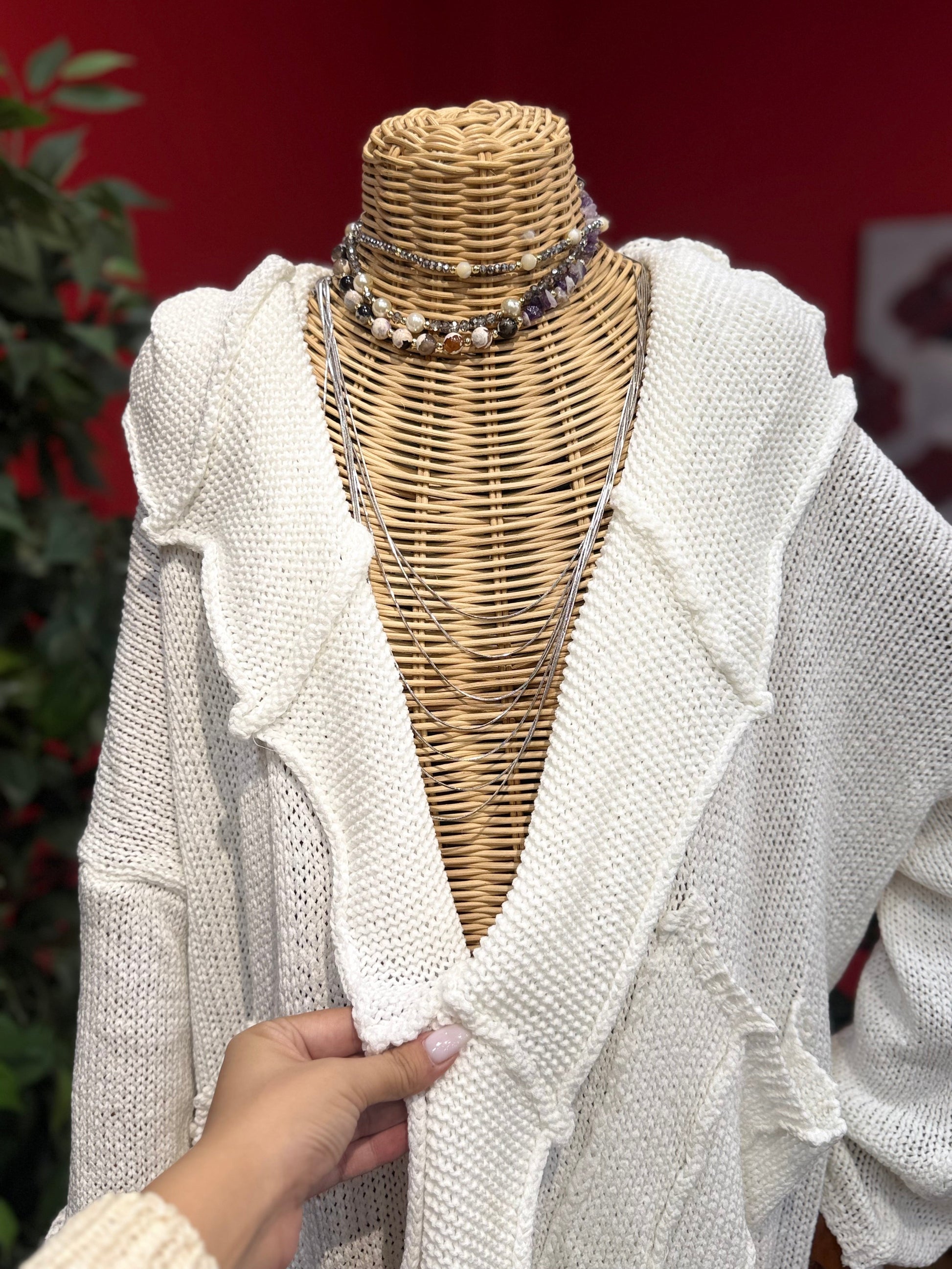 Dökümlü Cep Detaylı Salaş Triko Hırka Giyim > Üst Giyim > Kazak & Hırka > Kazak butik bohem giyim – Yılday Gür Butik Üsküdar Emaar