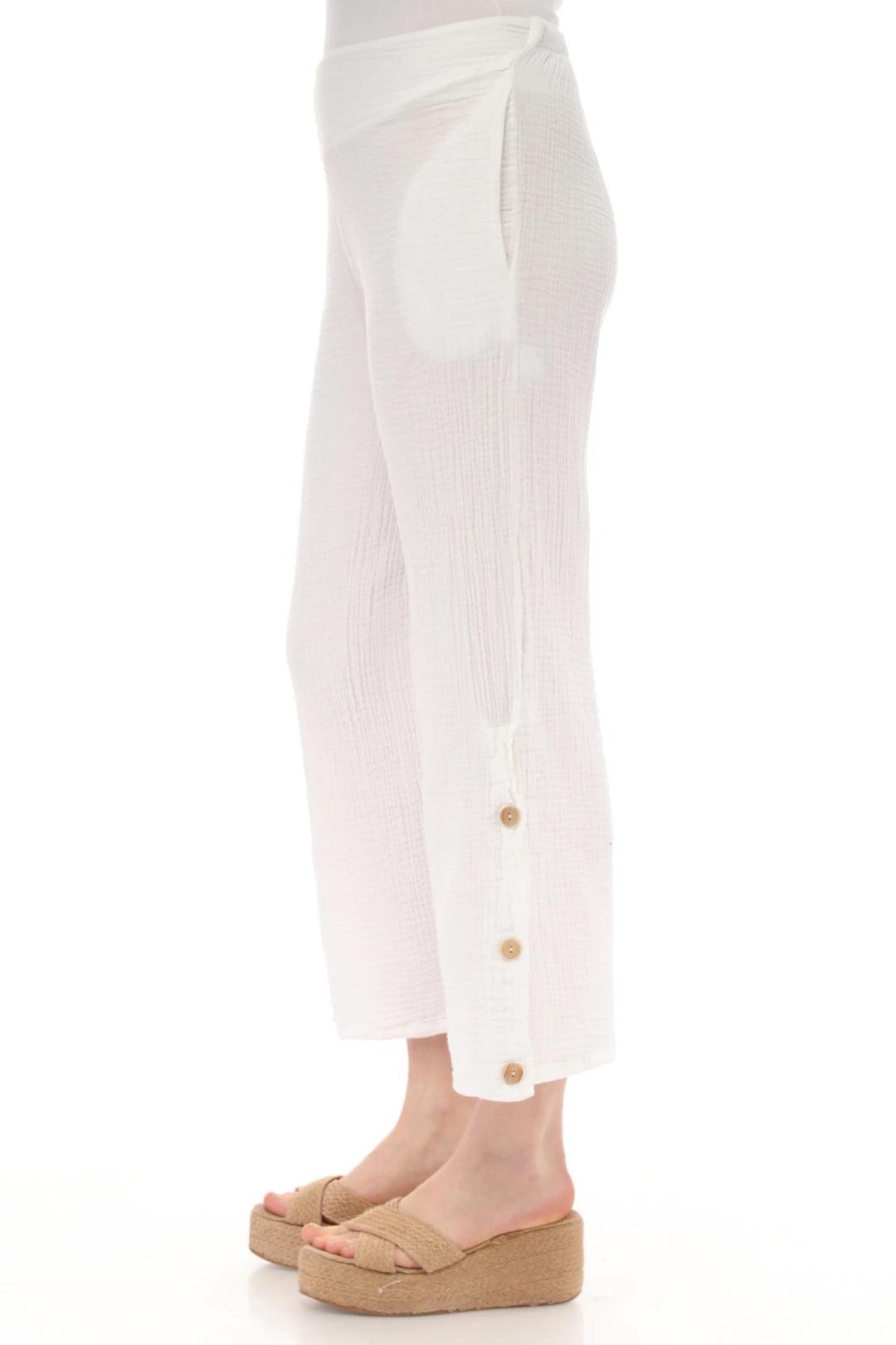 Düğme Detaylı Beyaz Müslin Pantolon Giyim > Alt Giyim > Pantolon butik bohem giyim – Yılday Gür Butik Üsküdar Emaar