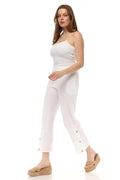 Düğme Detaylı Beyaz Müslin Pantolon Giyim > Alt Giyim > Pantolon butik bohem giyim – Yılday Gür Butik Üsküdar Emaar