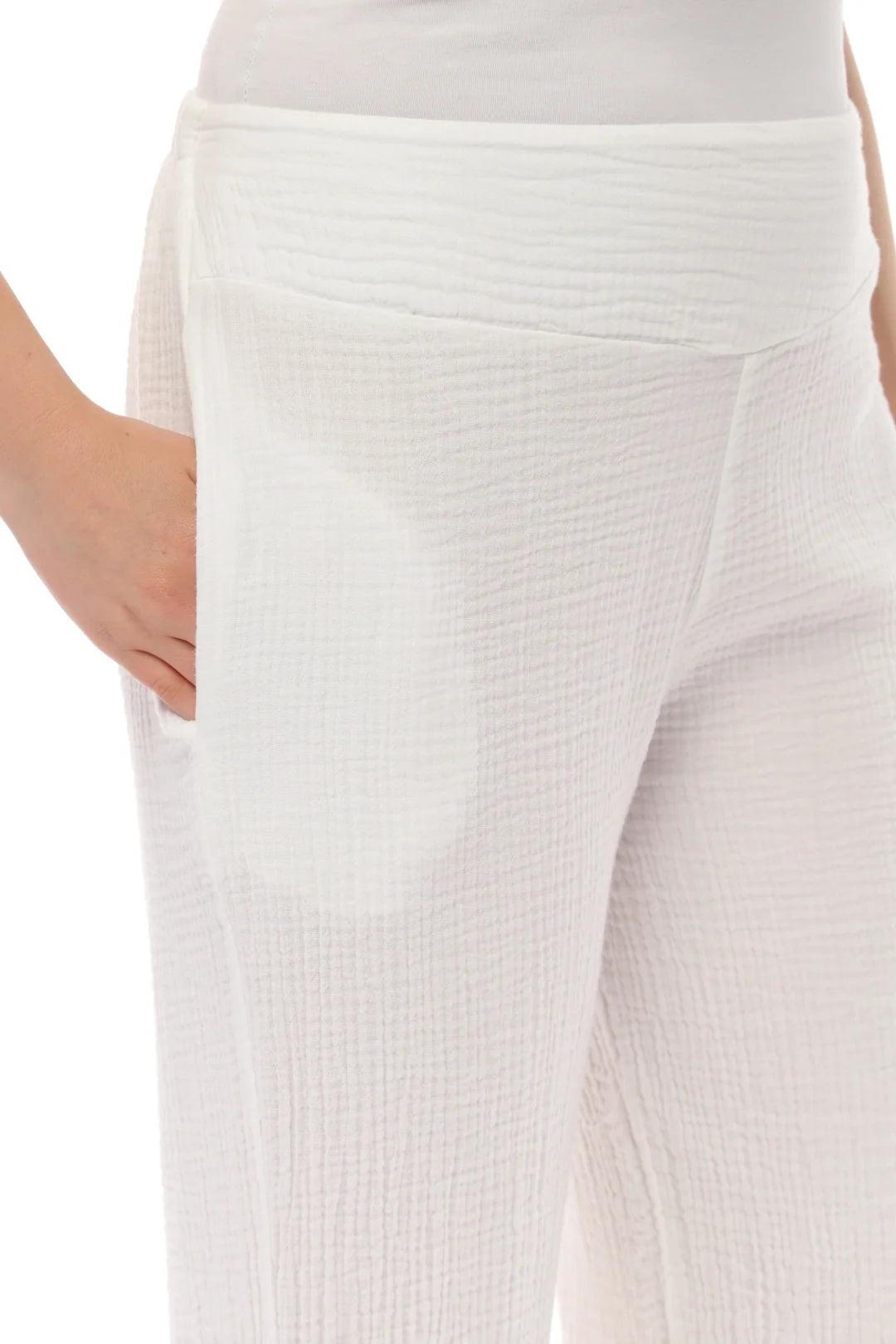 Düğme Detaylı Beyaz Müslin Pantolon Giyim > Alt Giyim > Pantolon butik bohem giyim – Yılday Gür Butik Üsküdar Emaar