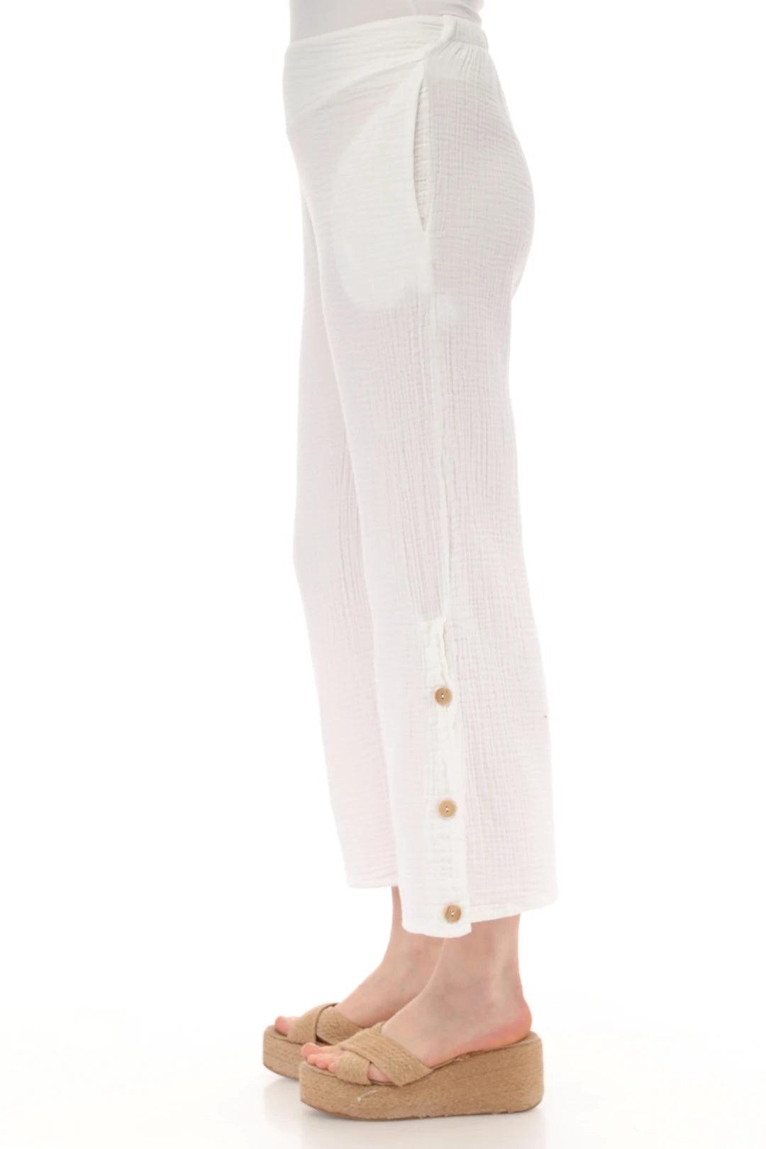 Düğme Detaylı Beyaz Müslin Pantolon Giyim > Alt Giyim > Pantolon butik bohem giyim – Yılday Gür Butik Üsküdar Emaar