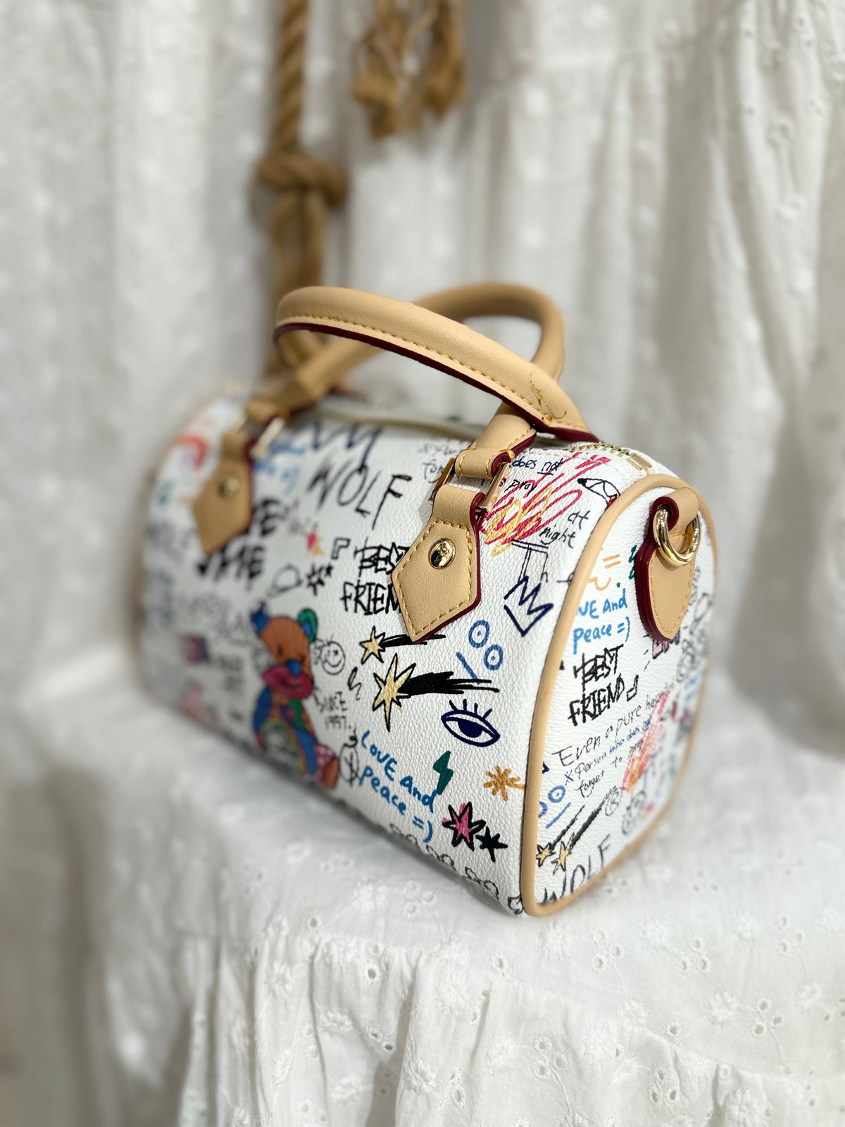 Grafitti Desenli El ve Omuz Çantası - Animal Tasarım – Bohem Tarz Kadın Giyim Tasarım | Yılday Gür Butik