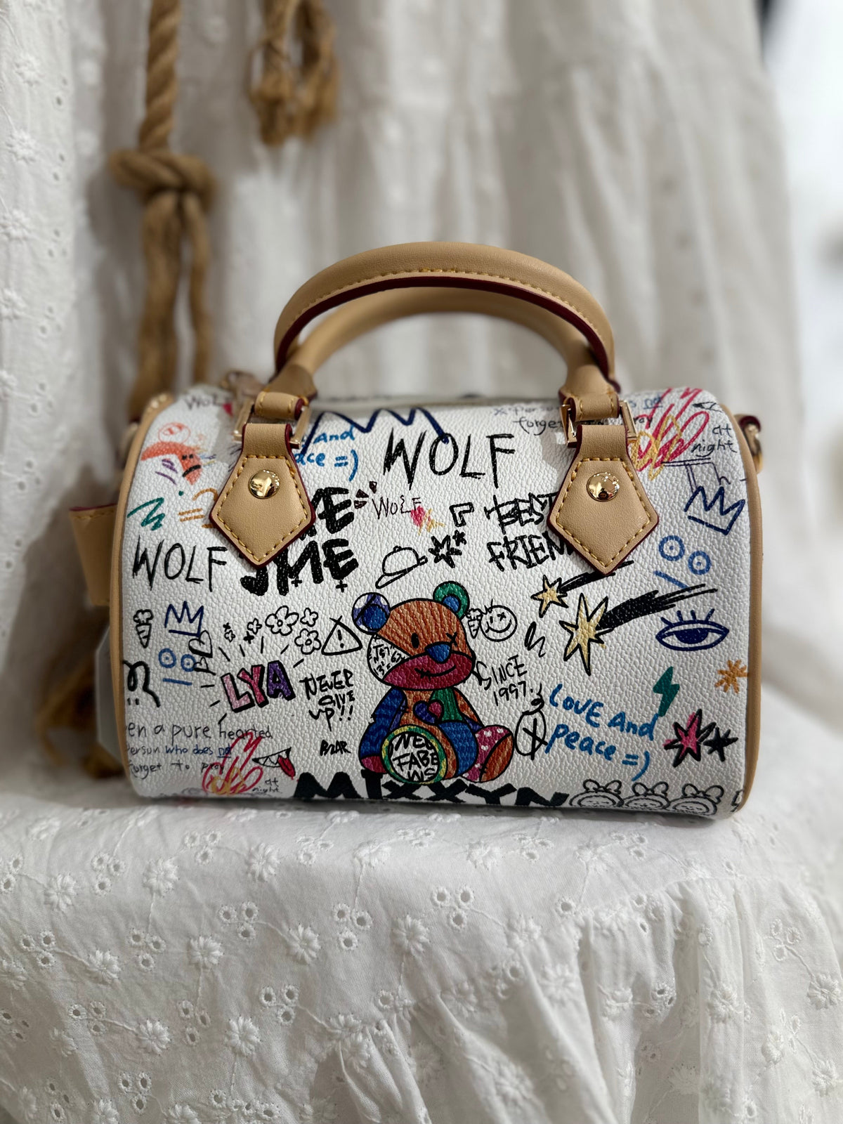 Grafitti Desenli El ve Omuz Çantası - Animal Tasarım – Bohem Tarz Kadın Giyim Tasarım | Yılday Gür Butik