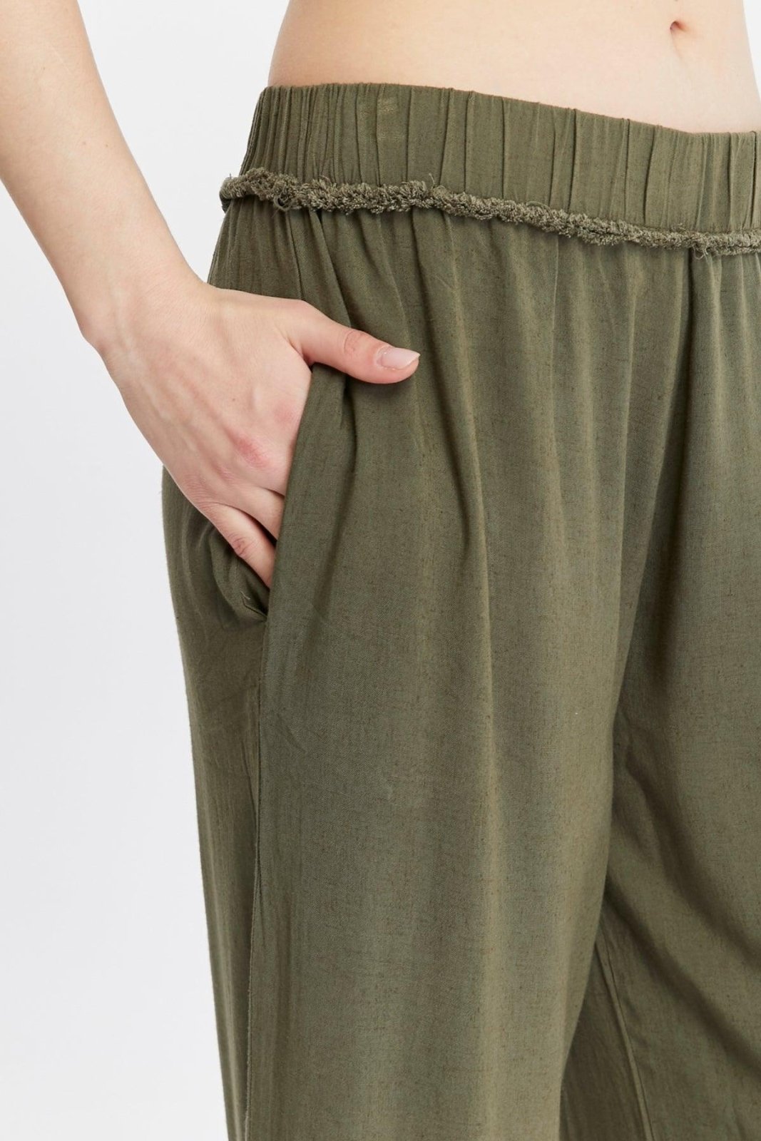 Haki Keten Pantolon butik bohem giyim – Yılday Gür Butik Üsküdar Emaar