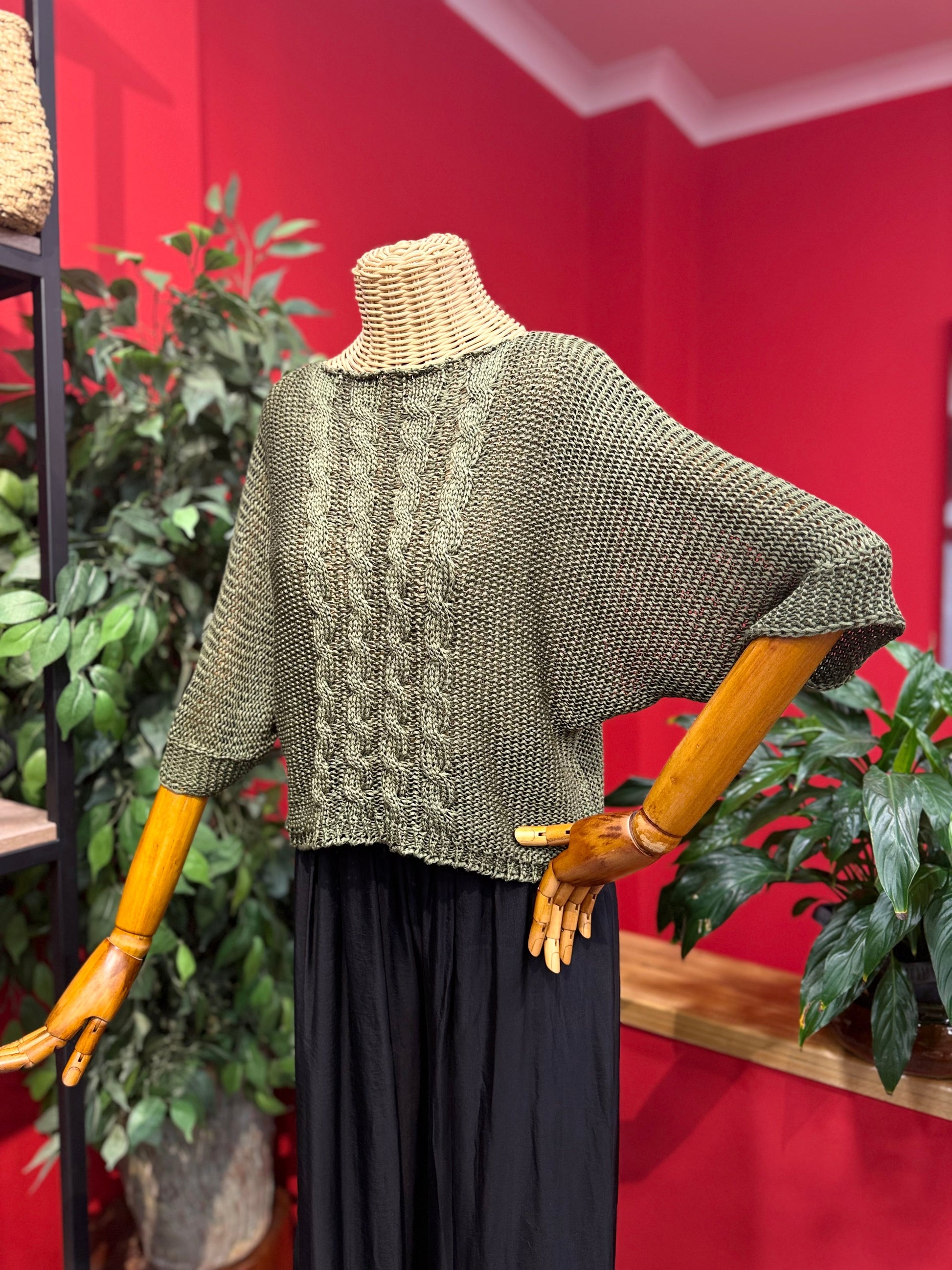 Haki Saç Örgü Triko Kazak Giyim > Üst Giyim > Kazak & Hırka > Kazak butik bohem giyim – Yılday Gür Butik Üsküdar Emaar