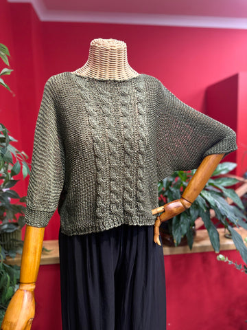 Haki Saç Örgü Triko Kazak Giyim > Üst Giyim > Kazak & Hırka > Kazak butik bohem giyim – Yılday Gür Butik Üsküdar Emaar