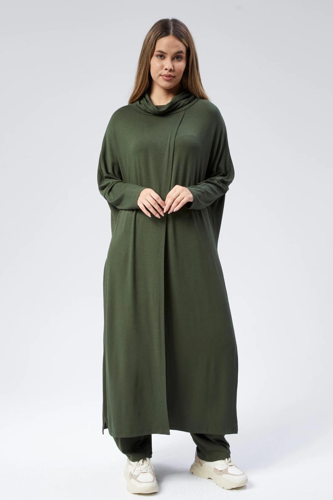 Haki Triko Degaje Tunik – Bohem Tarz Kadın Giyim Tasarım | Yılday Gür Butik