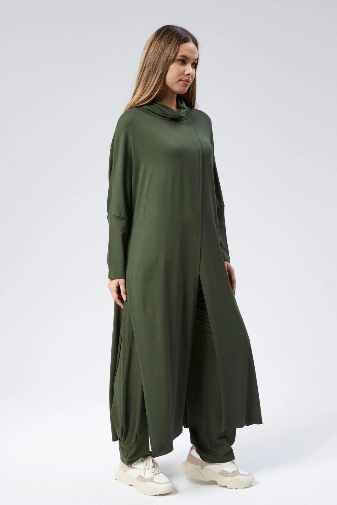 Haki Triko Degaje Tunik – Bohem Tarz Kadın Giyim Tasarım | Yılday Gür Butik