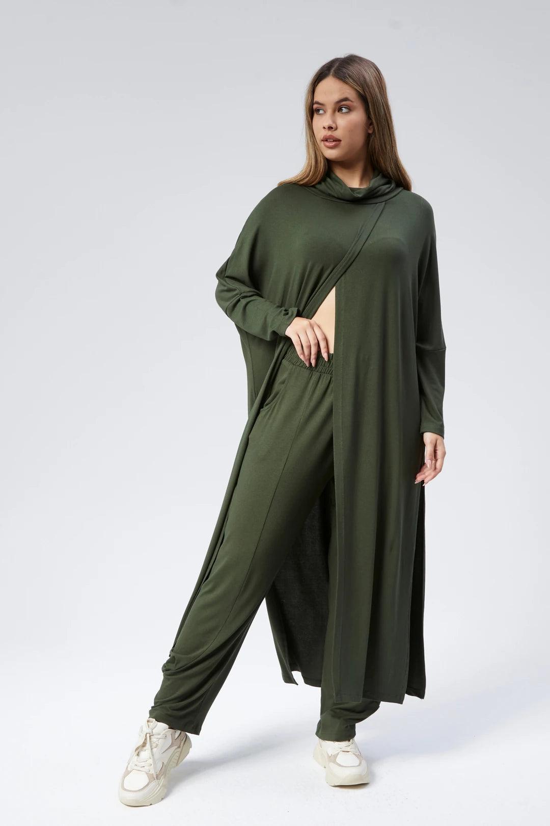 Haki Triko Degaje Tunik – Bohem Tarz Kadın Giyim Tasarım | Yılday Gür Butik