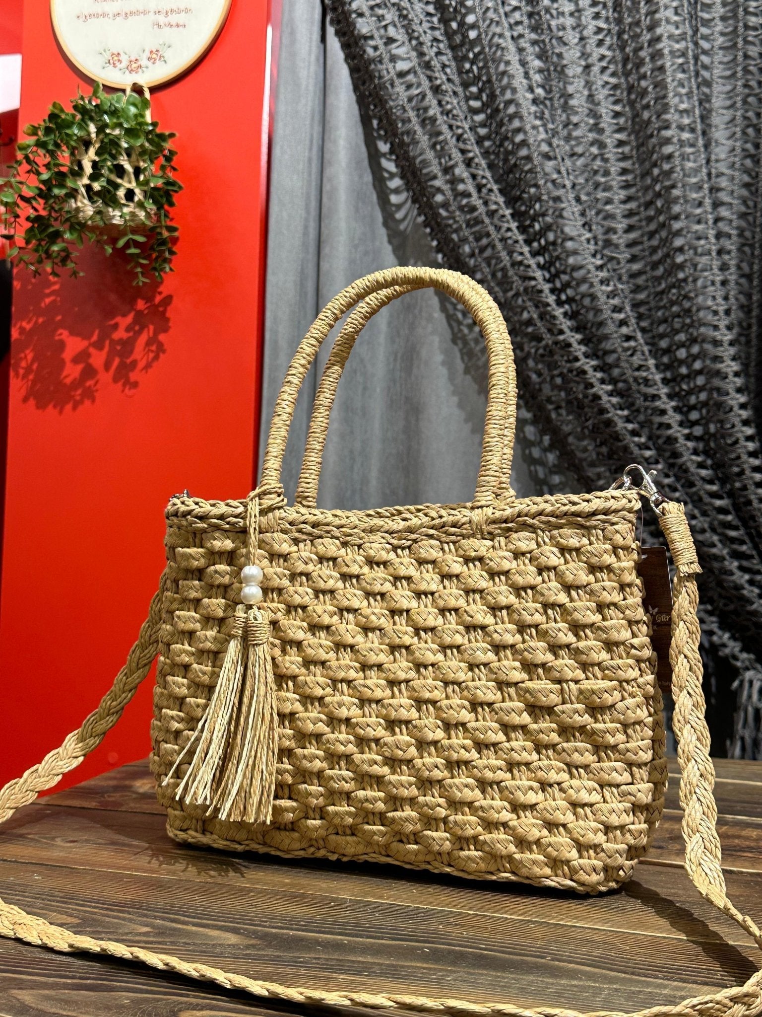 Hasır İnci Detaylı Çanta Aksesuarlar butik bohem giyim – Yılday Gür Butik Üsküdar Emaar