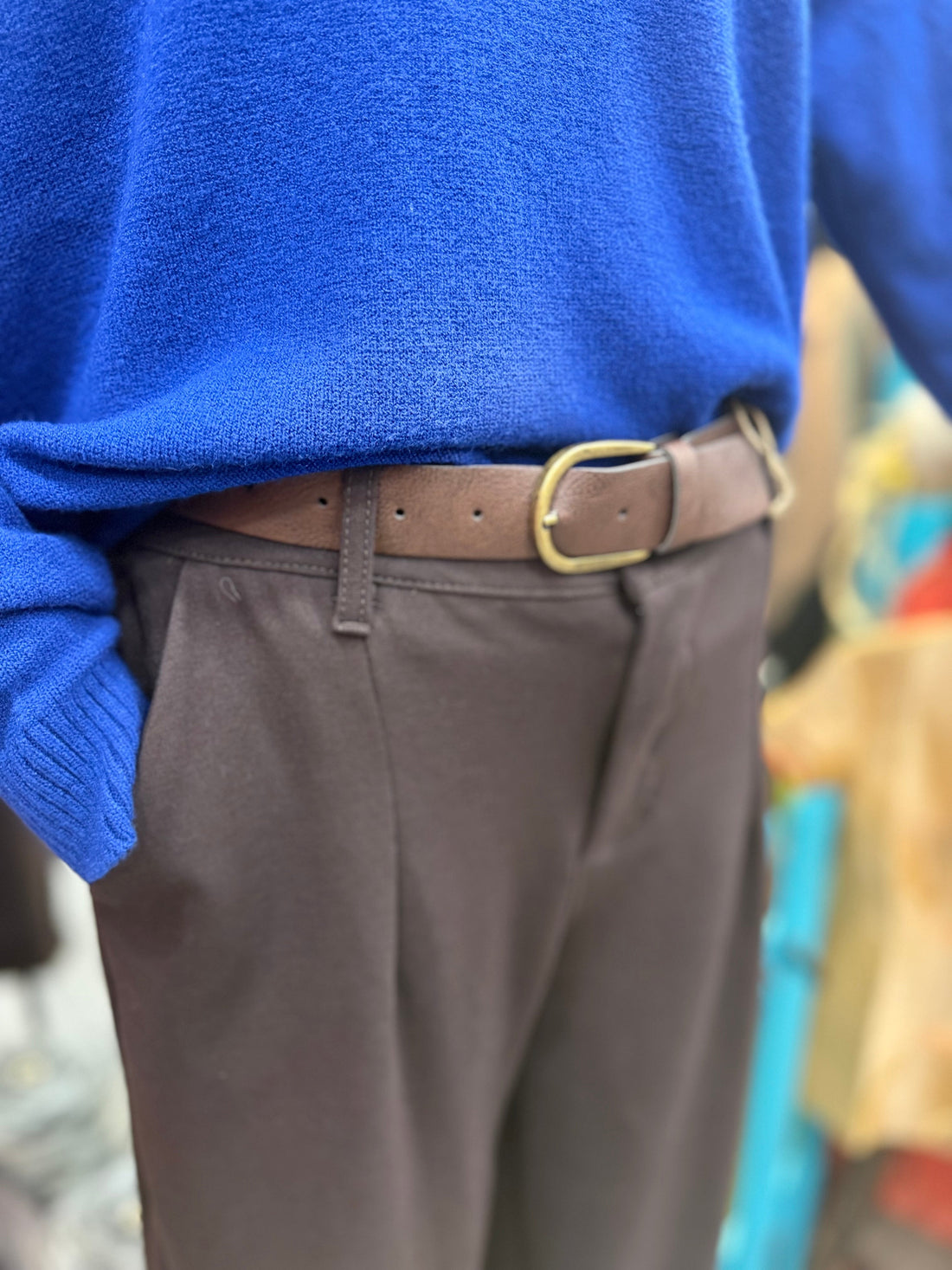 Havuç Kesim Acı Kahve Kemerli Pantolon - İtalyan Tasarımı Şık Pantolon Giyim > Alt Giyim > Pantolon butik bohem giyim – Yılday Gür Butik Üsküdar Emaar