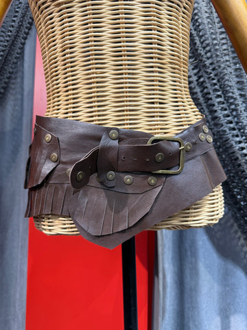 Brown Leather Belt with Tassels