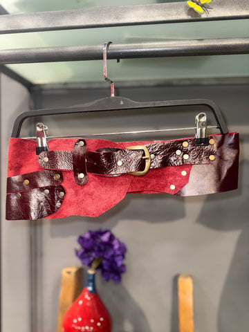 Rosaline Leather Belt | Handmade Burgundy Bohemian Design