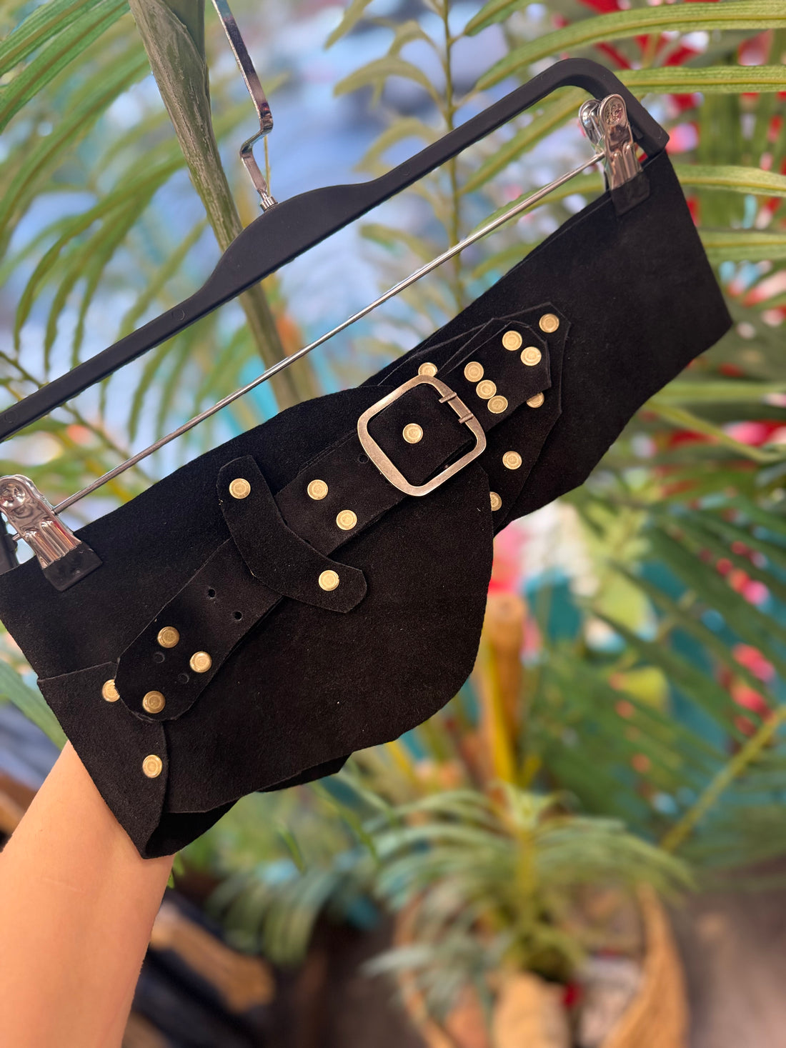 Noiré Deri Kemer | Siyah Gold Detaylı El Yapımı Bohem Tasarım