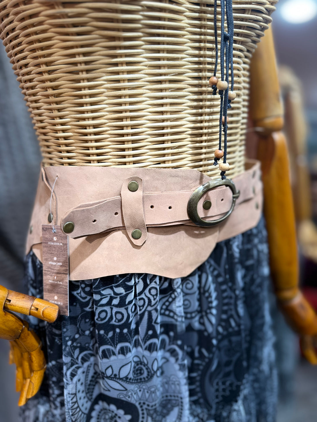 Isolde Deri Kemer | Kum Bej Hakiki Deri El Yapımı Bohem Bel Kemer