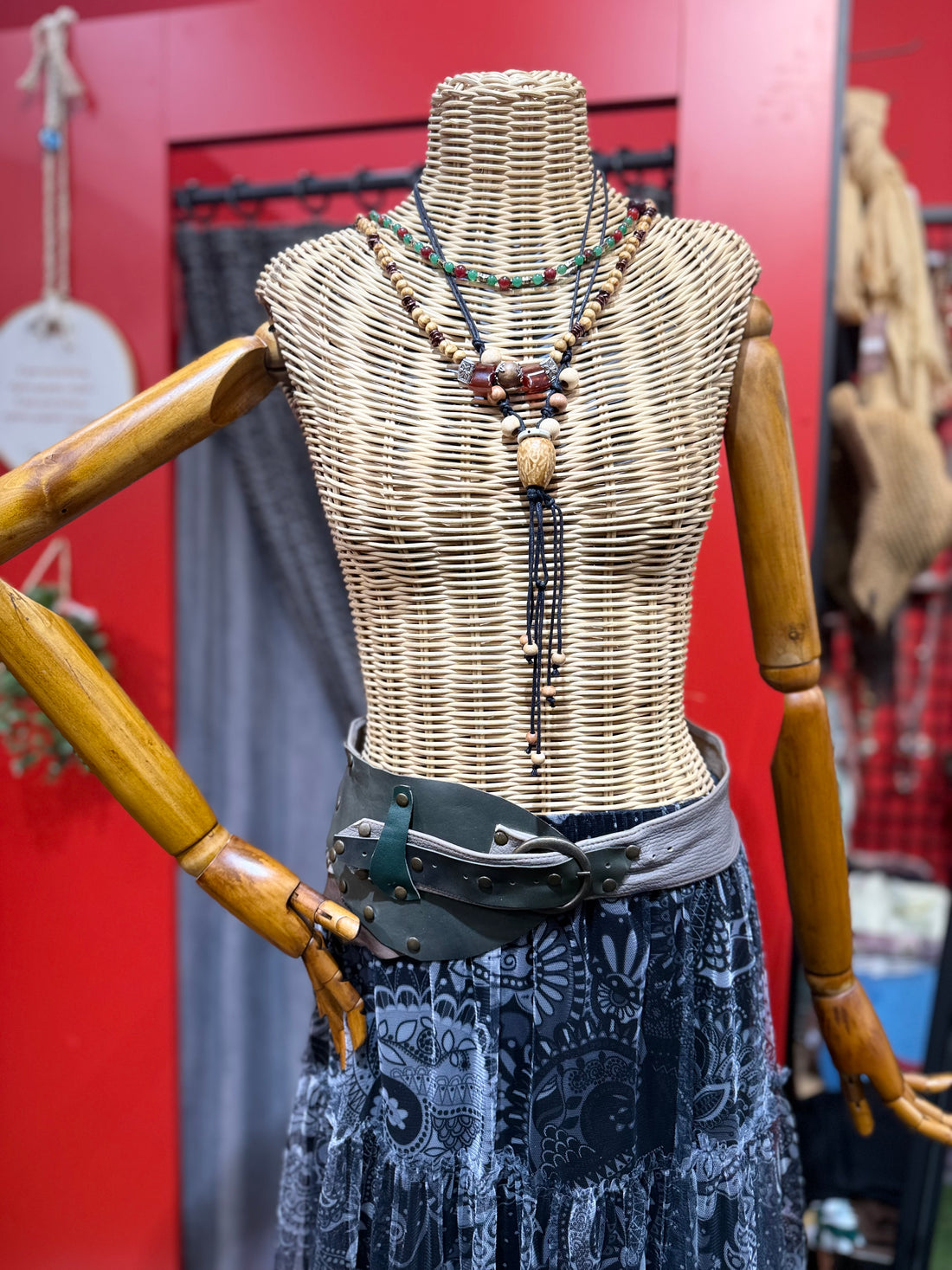 Ivy Deri Kemer | Yeşil Ton Hakiki Deri El Yapımı Bohem Bel Kemer