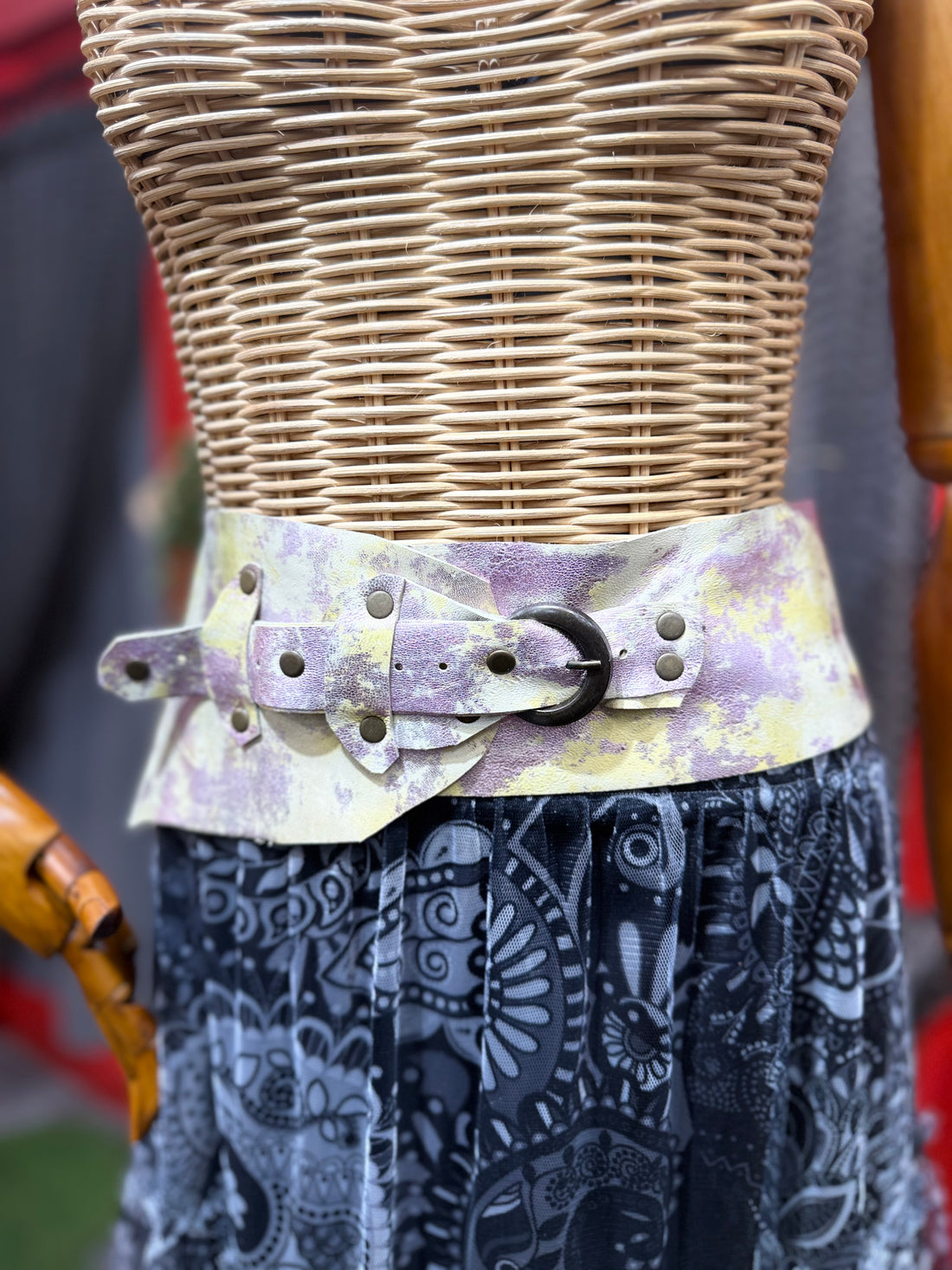 Phobos Deri Kemer | Pastel Desenli Hakiki Deri El Yapımı Bel Kemer