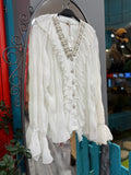 İşlemeli Fırfırlı Tasarım Beyaz Gömlek Giyim > Üst Giyim > Gömlek butik bohem giyim – Yılday Gür Butik Üsküdar Emaar